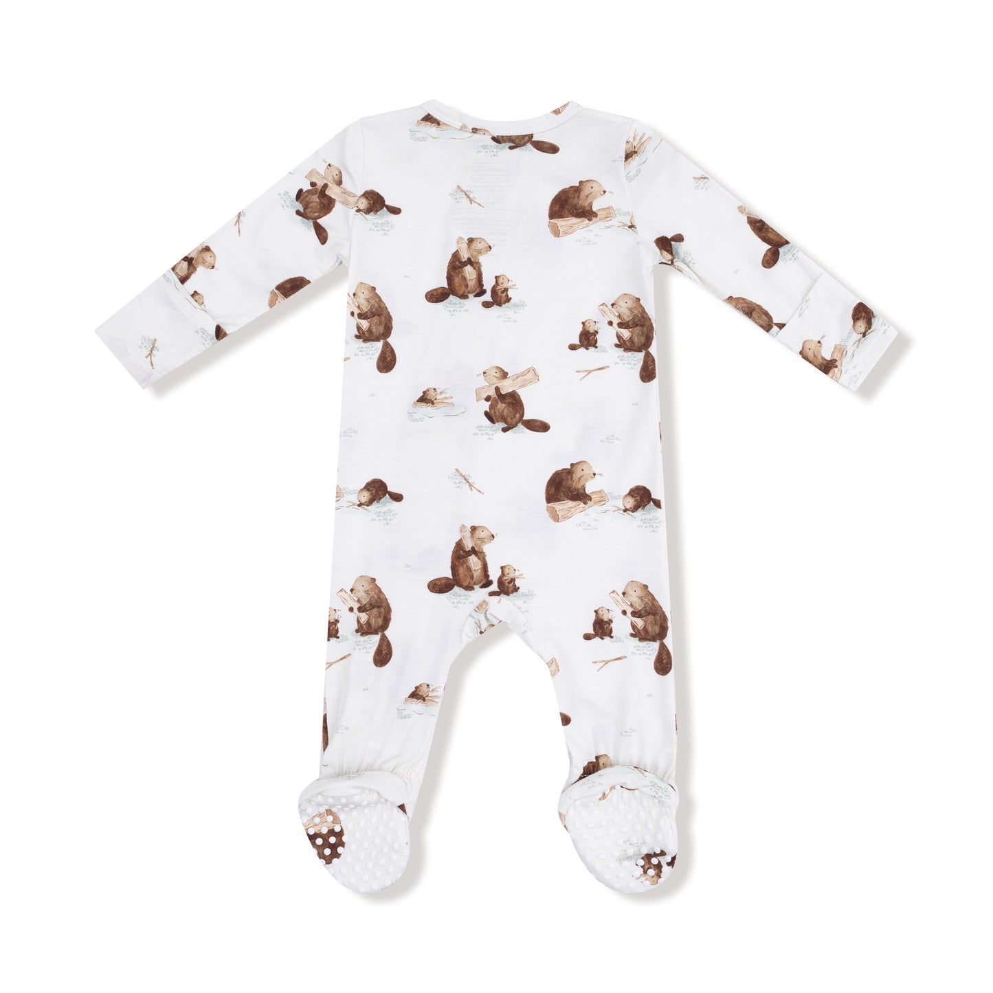 2 Way Zipper Footie in our  Baby Beavers print from Angel Dear