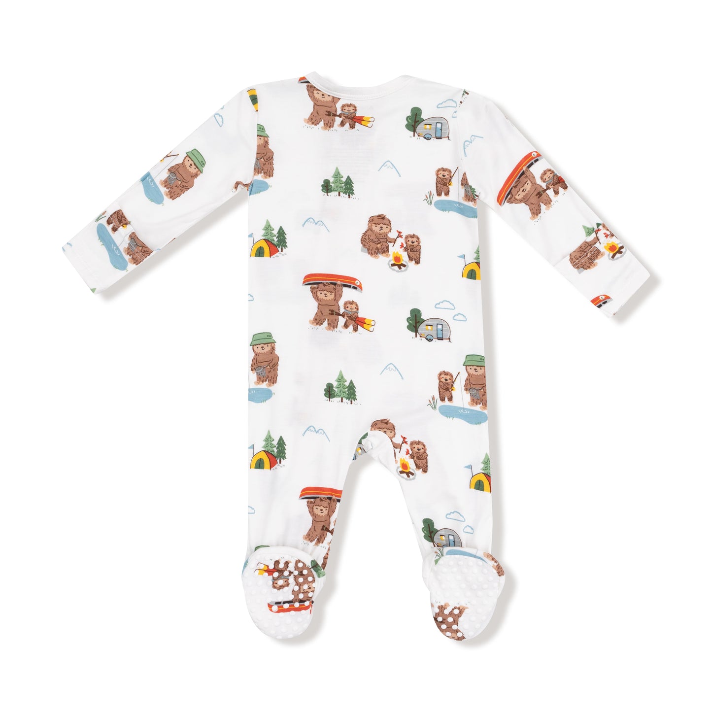 2 Way Zipper Footie in our  Bigfoot Camping print from Angel Dear