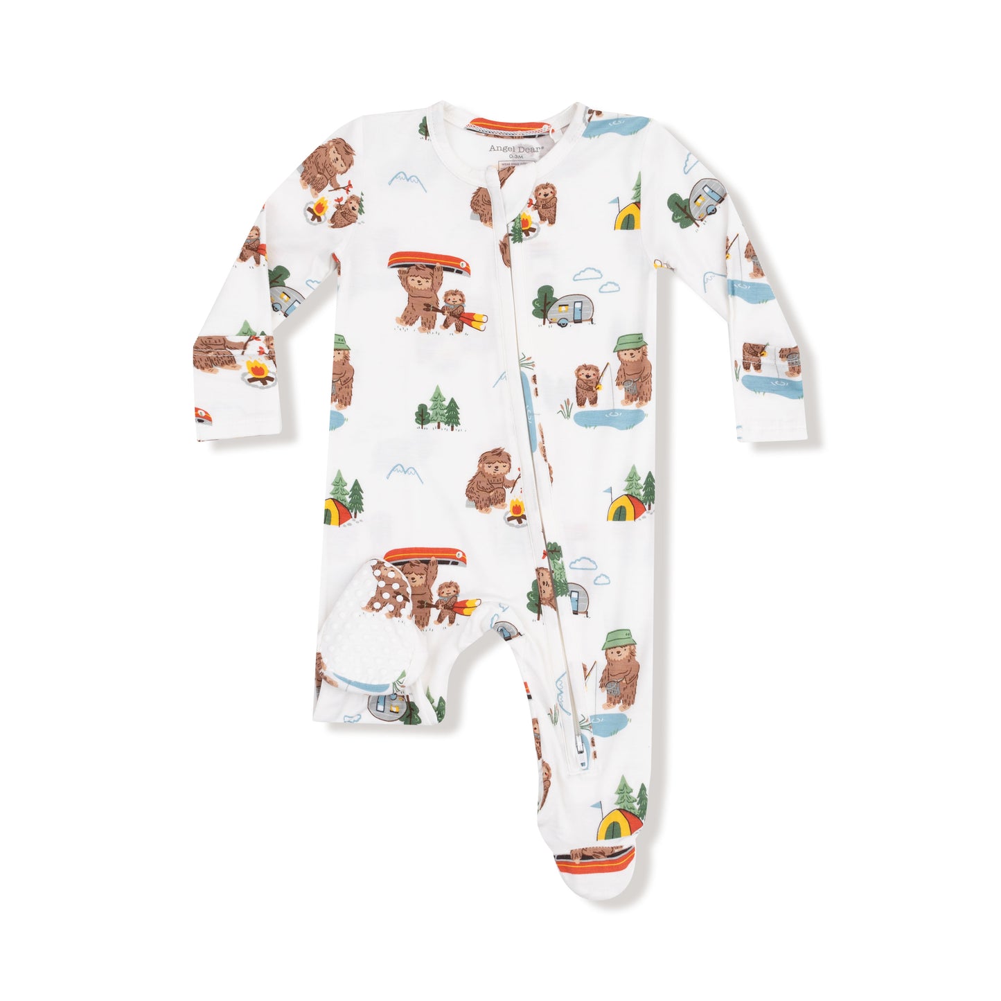 2 Way Zipper Footie in our  Bigfoot Camping print from Angel Dear