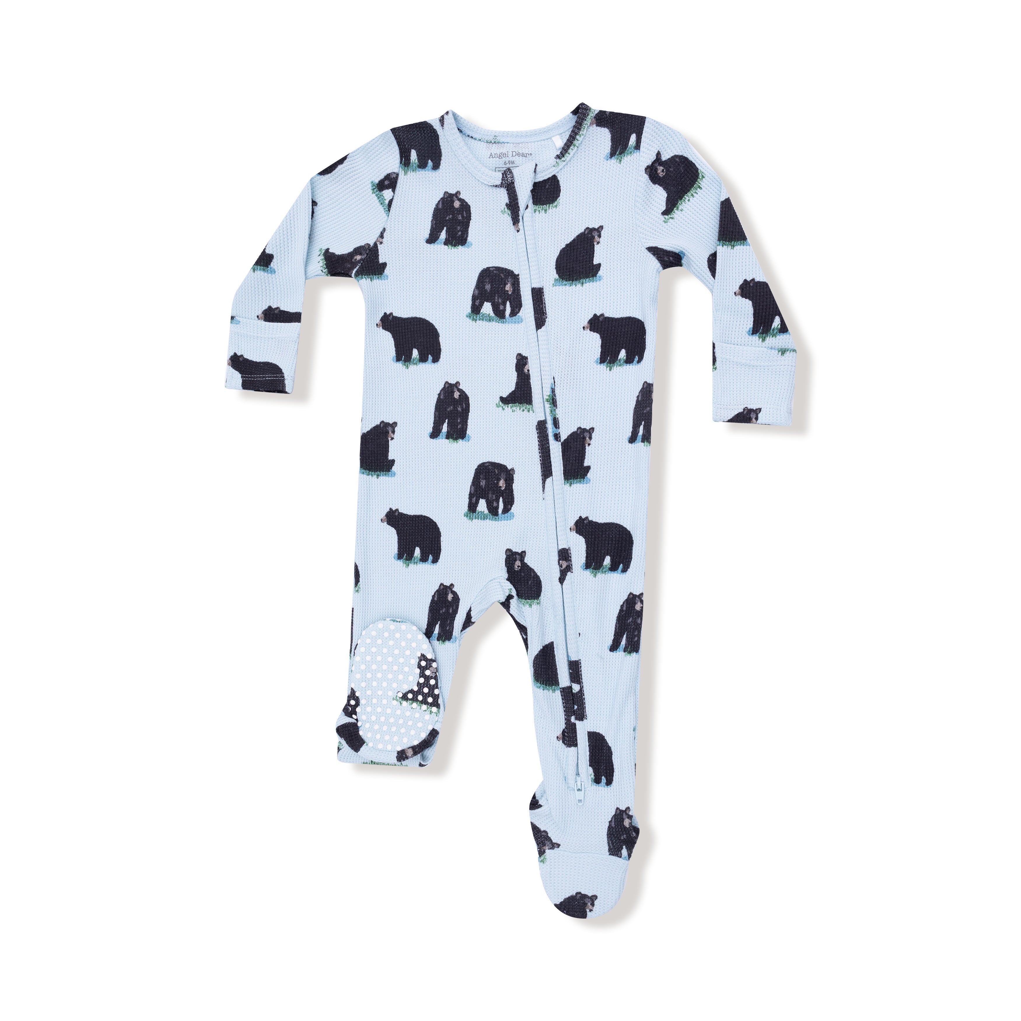 2 Way Zipper Footie in our  Black Bears print from Angel Dear