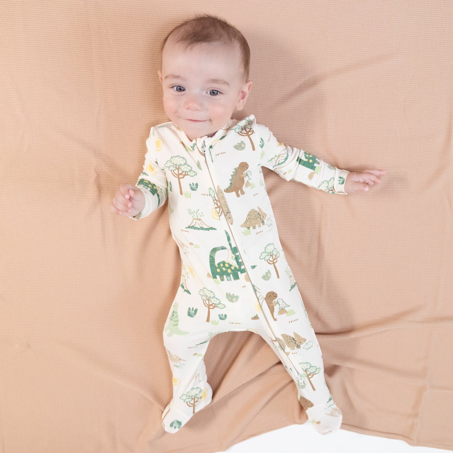 2 Way Zipper Footie in our  Baby Love Dinos print from Angel Dear