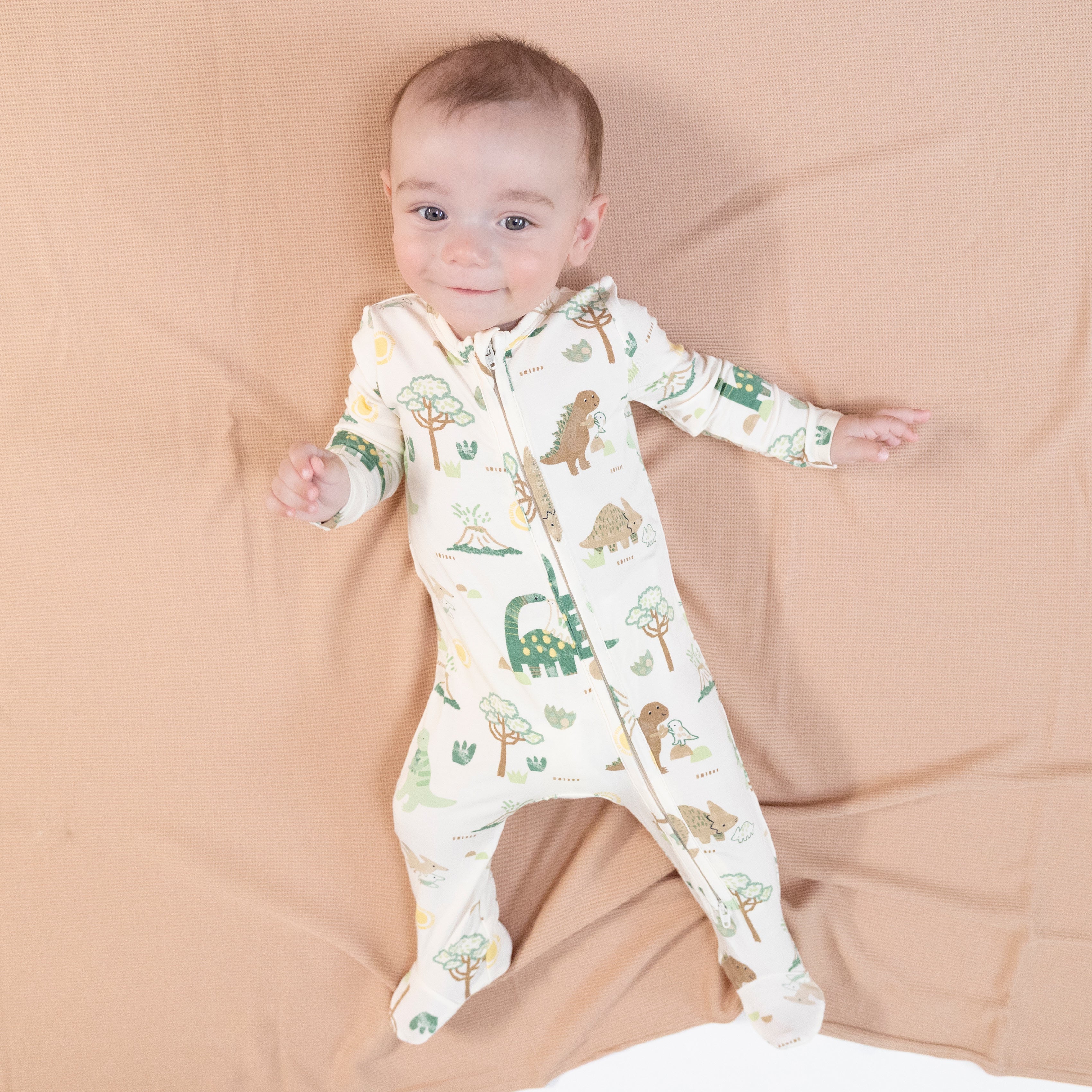 2 Way Zipper Footie in our  Baby Love Dinos print from Angel Dear