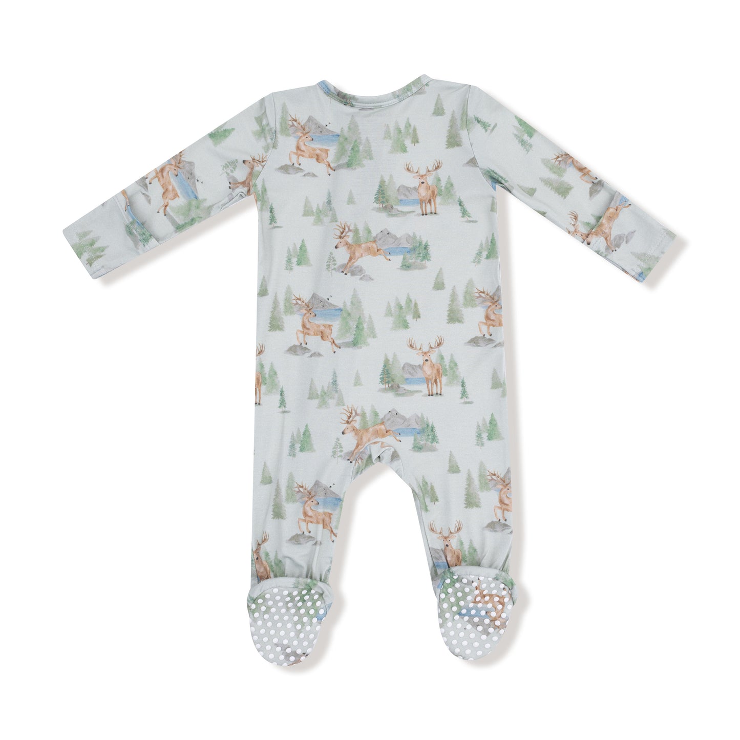 2 Way Zipper Footie in our  Buck Deer print from Angel Dear