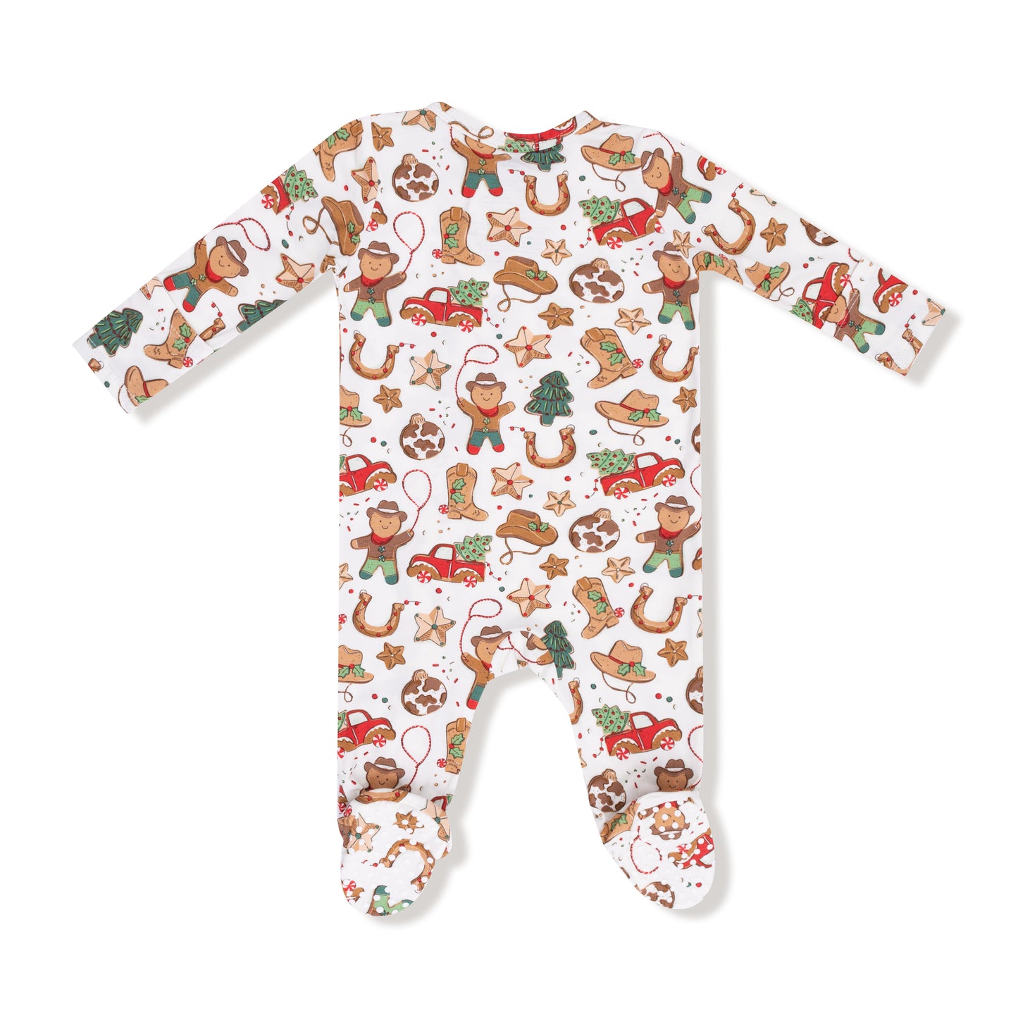 2 Way Zipper Footie in our  Cowboy Christmas print from Angel Dear