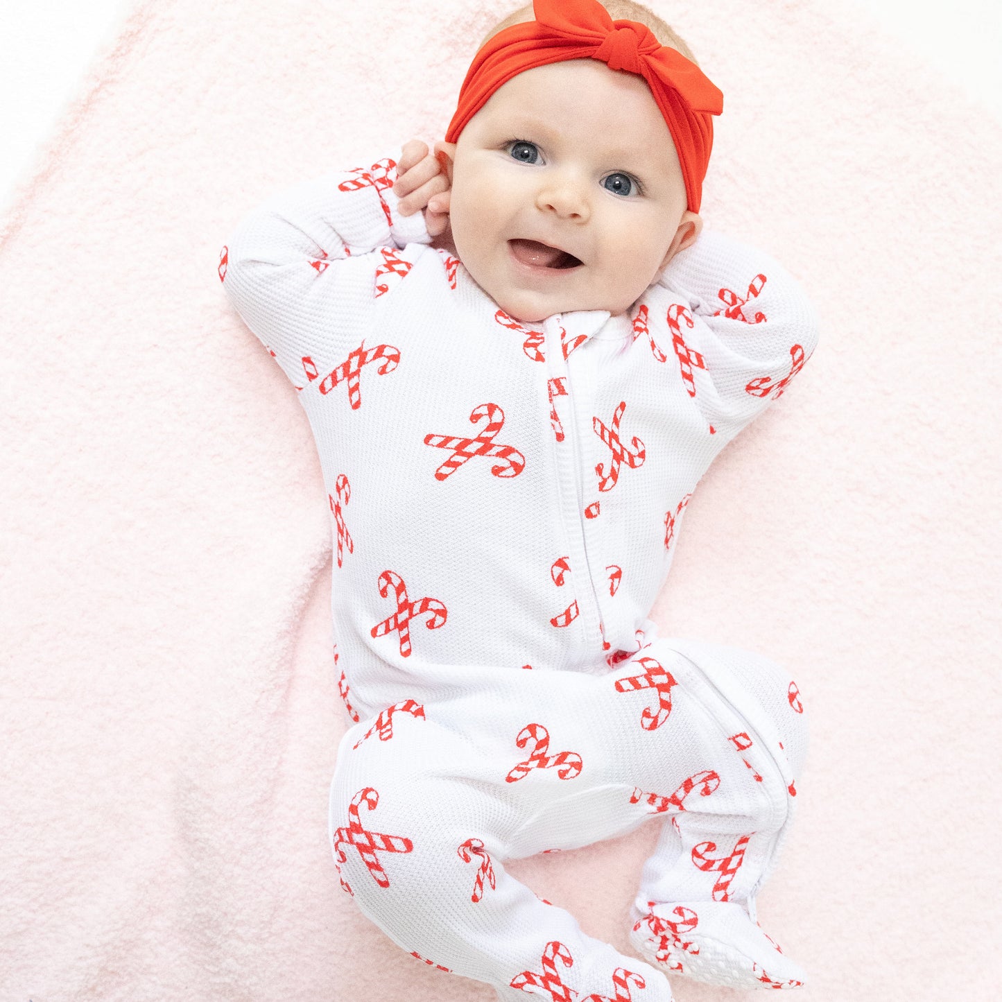 2 Way Zipper Footie in our  Candy Canes print from Angel Dear