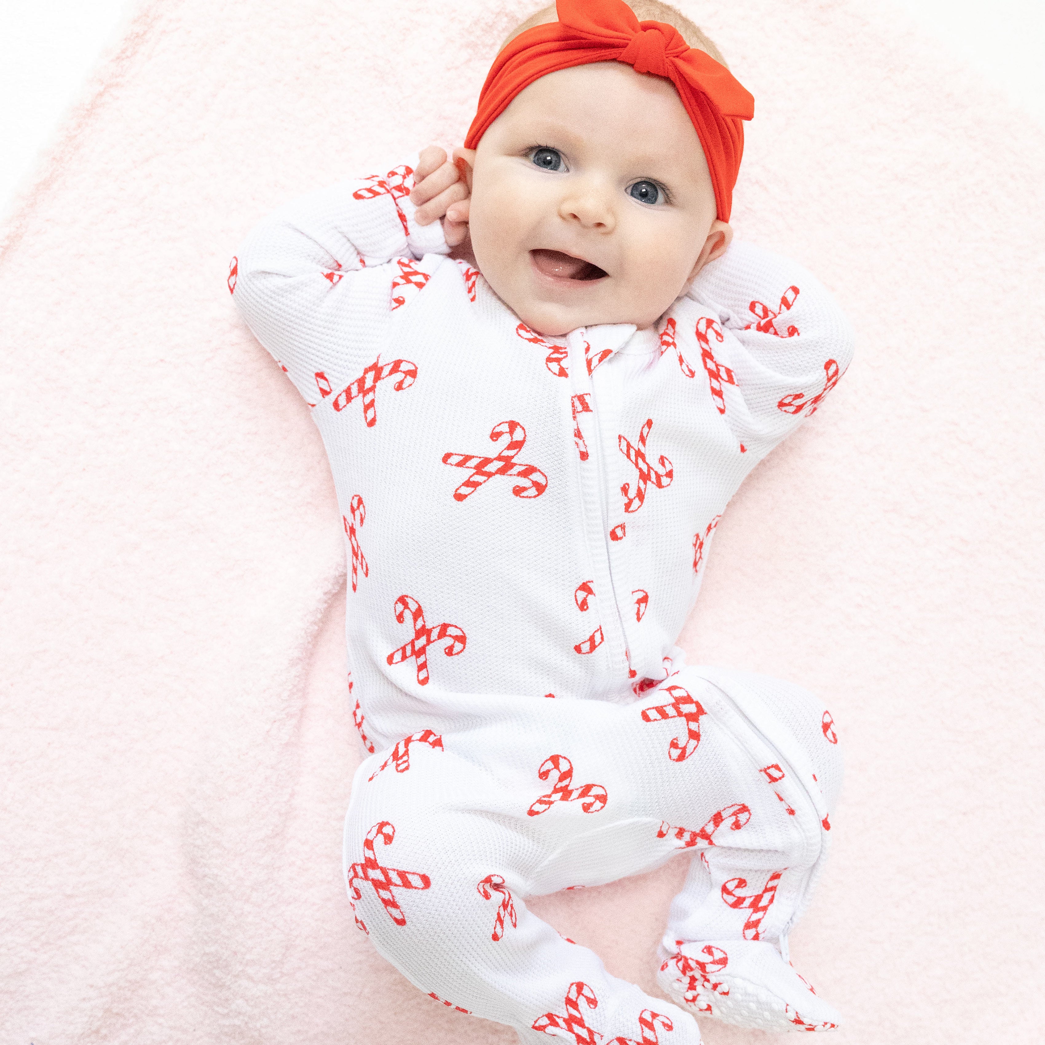2 Way Zipper Footie in our  Candy Canes print from Angel Dear