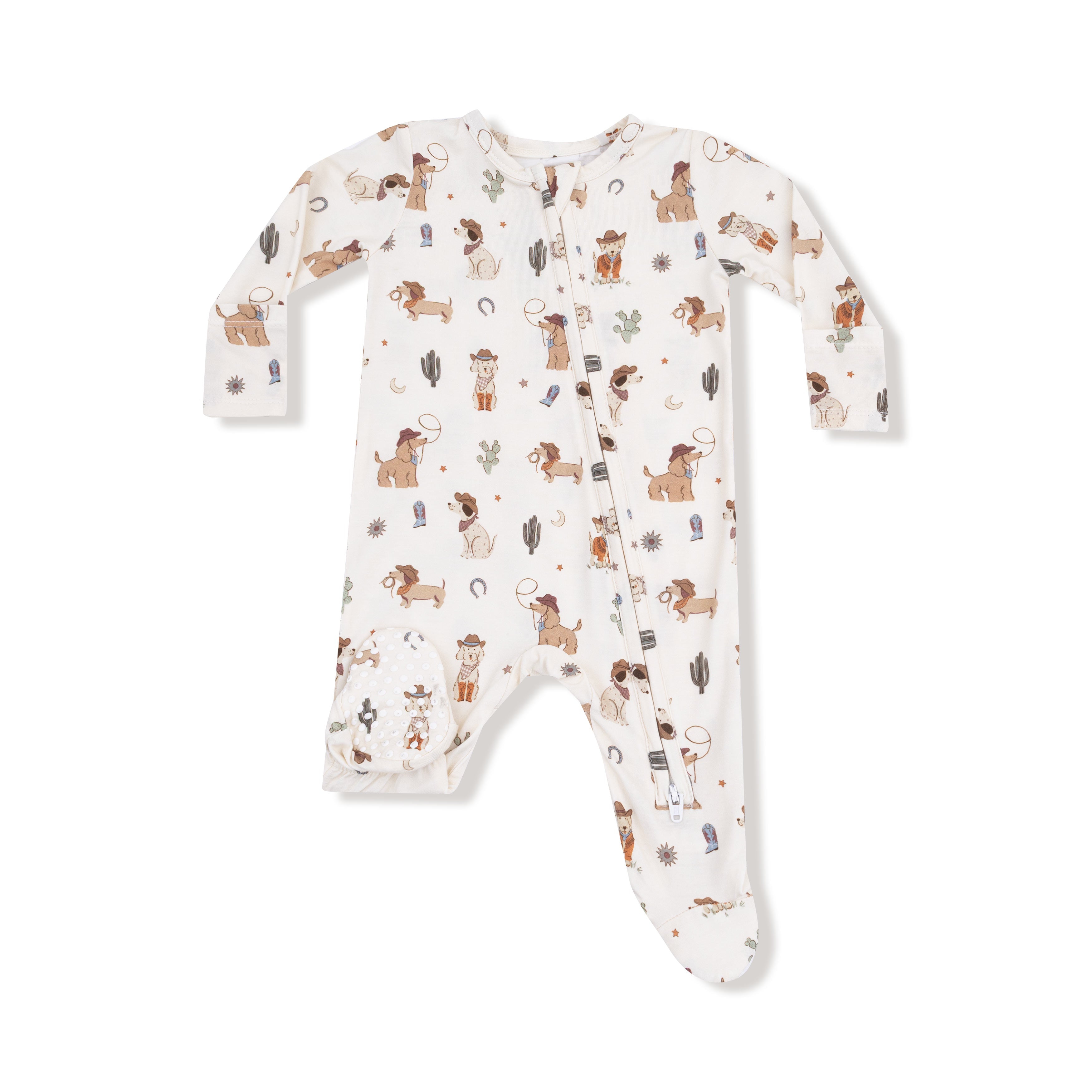 2 Way Zipper Footie in our  Cowboy Dogs print from Angel Dear