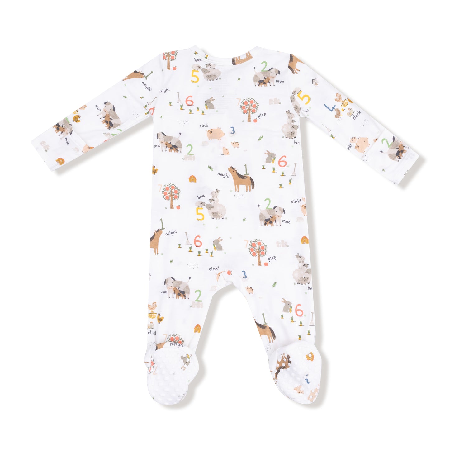 2 Way Zipper Footie in our  Farm Sounds print from Angel Dear