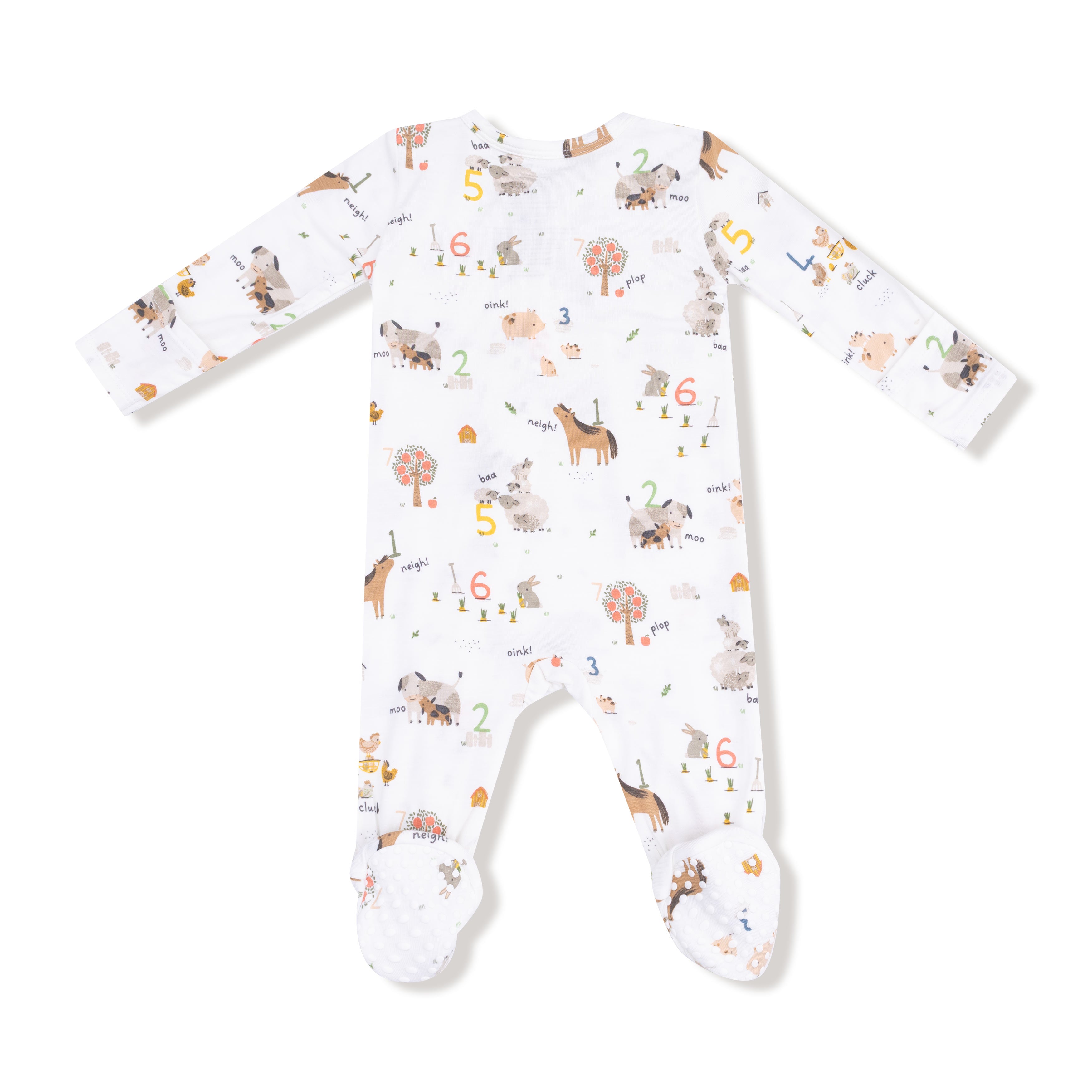 2 Way Zipper Footie in our  Farm Sounds print from Angel Dear