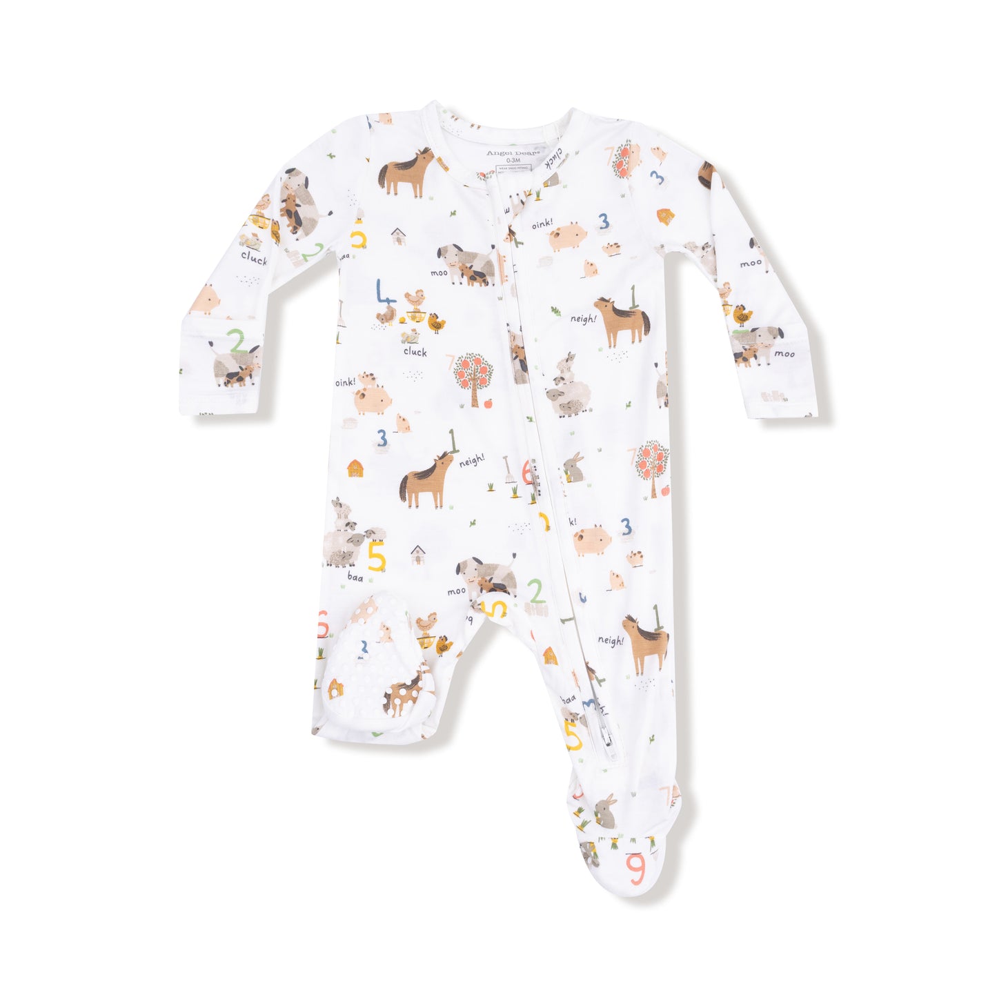 2 Way Zipper Footie in our  Farm Sounds print from Angel Dear