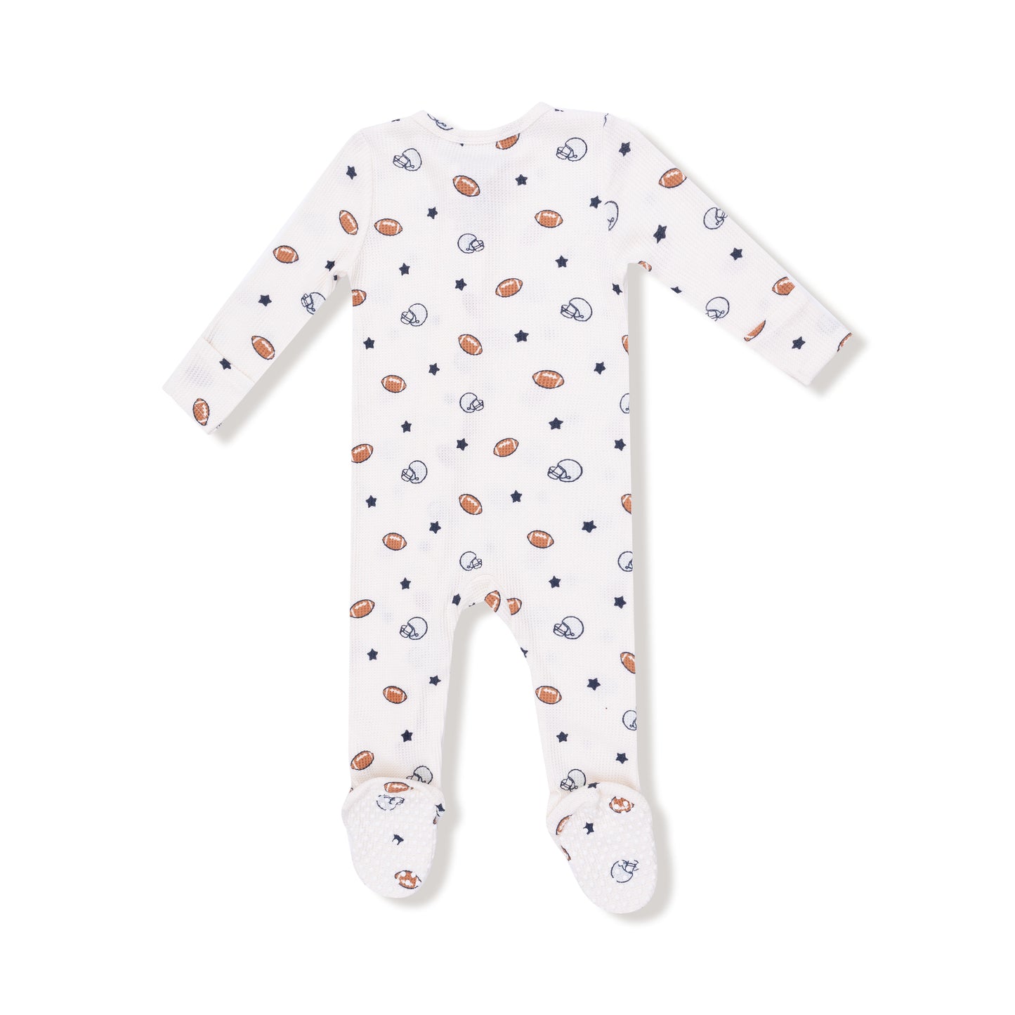 2 Way Zipper Footie in our  Footballs and Stars print from Angel Dear