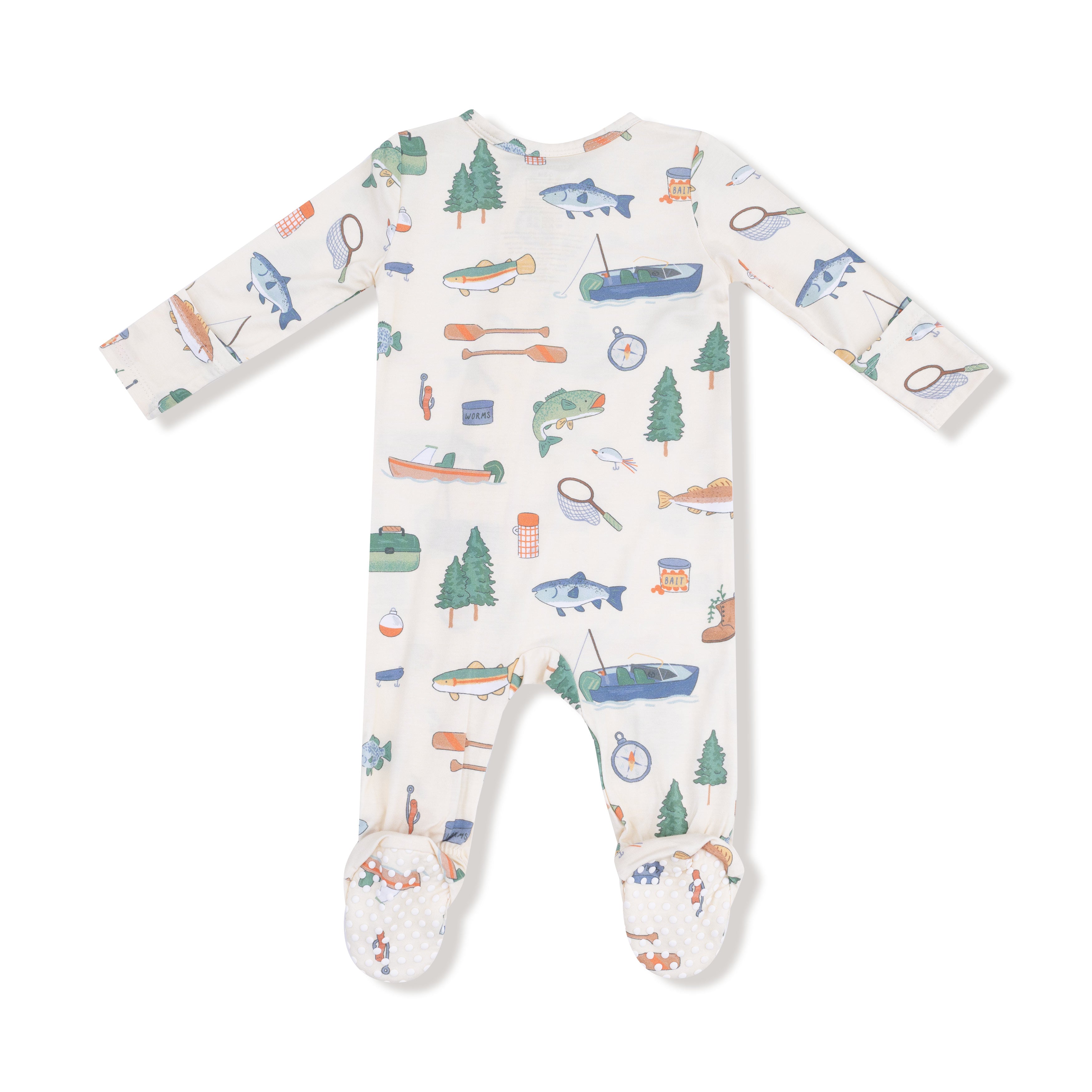 2 Way Zipper Footie in our  Fishing Things print from Angel Dear