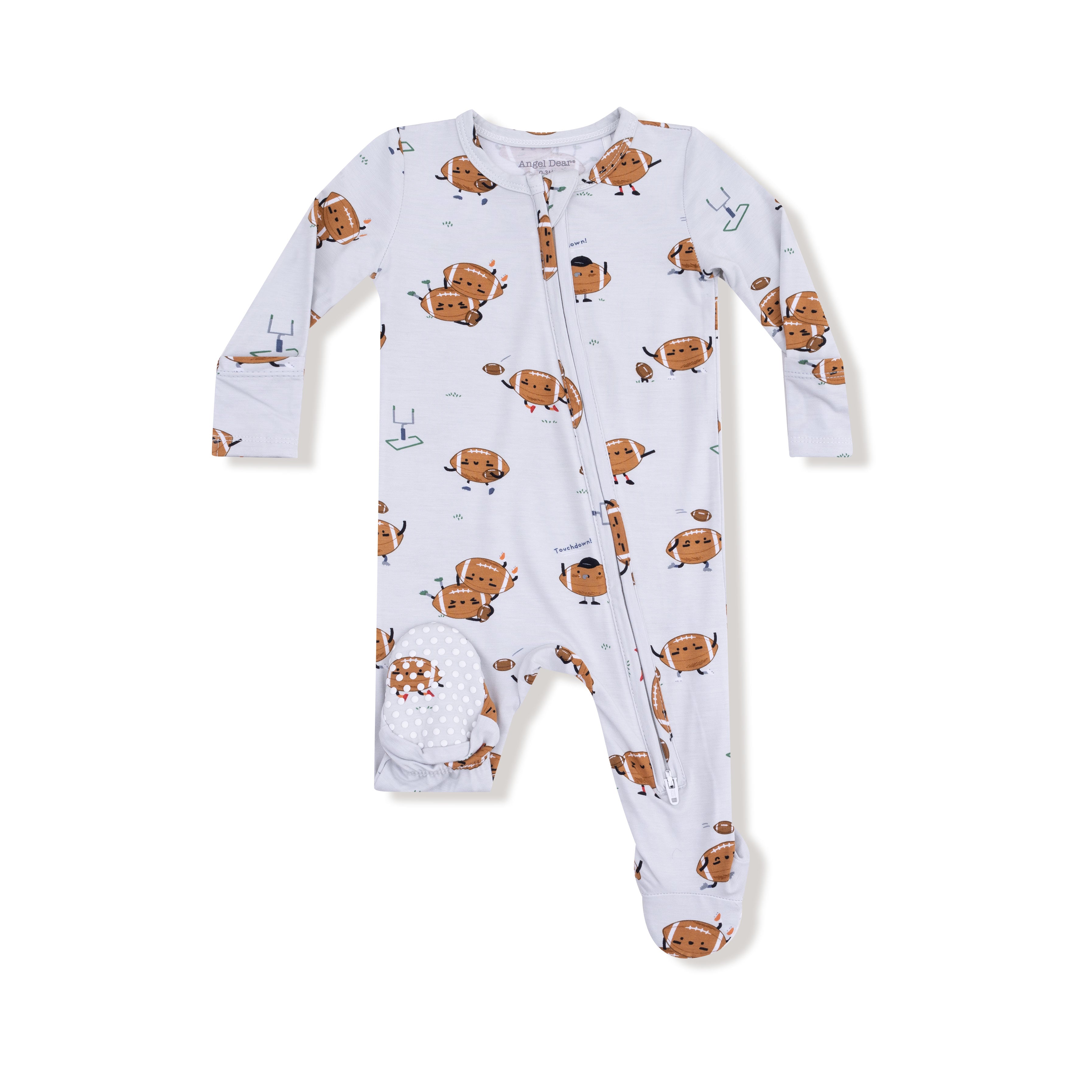 2 Way Zipper Footie in our  Footballs Playing Football print from Angel Dear