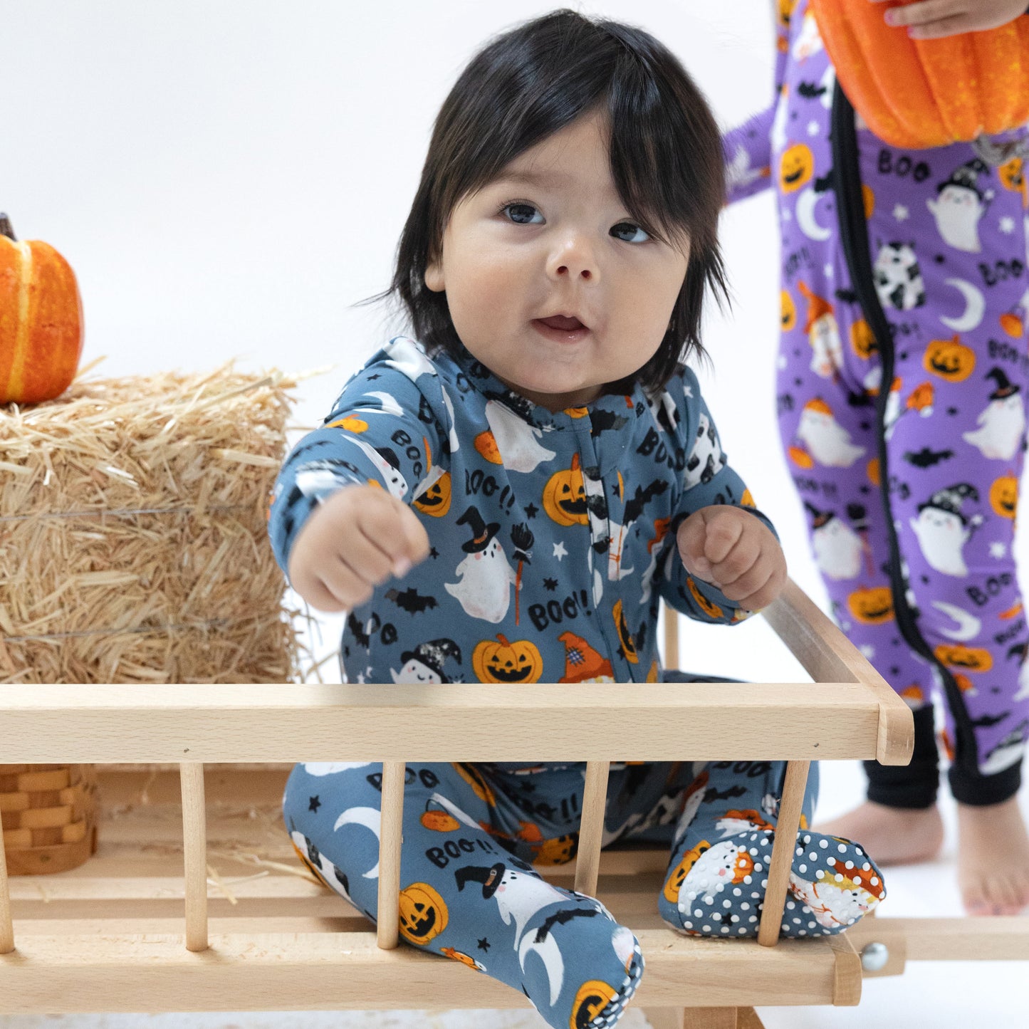 2 Way Zipper Footie in our  Costumed Ghosts - Glow In The Dark print from Angel Dear