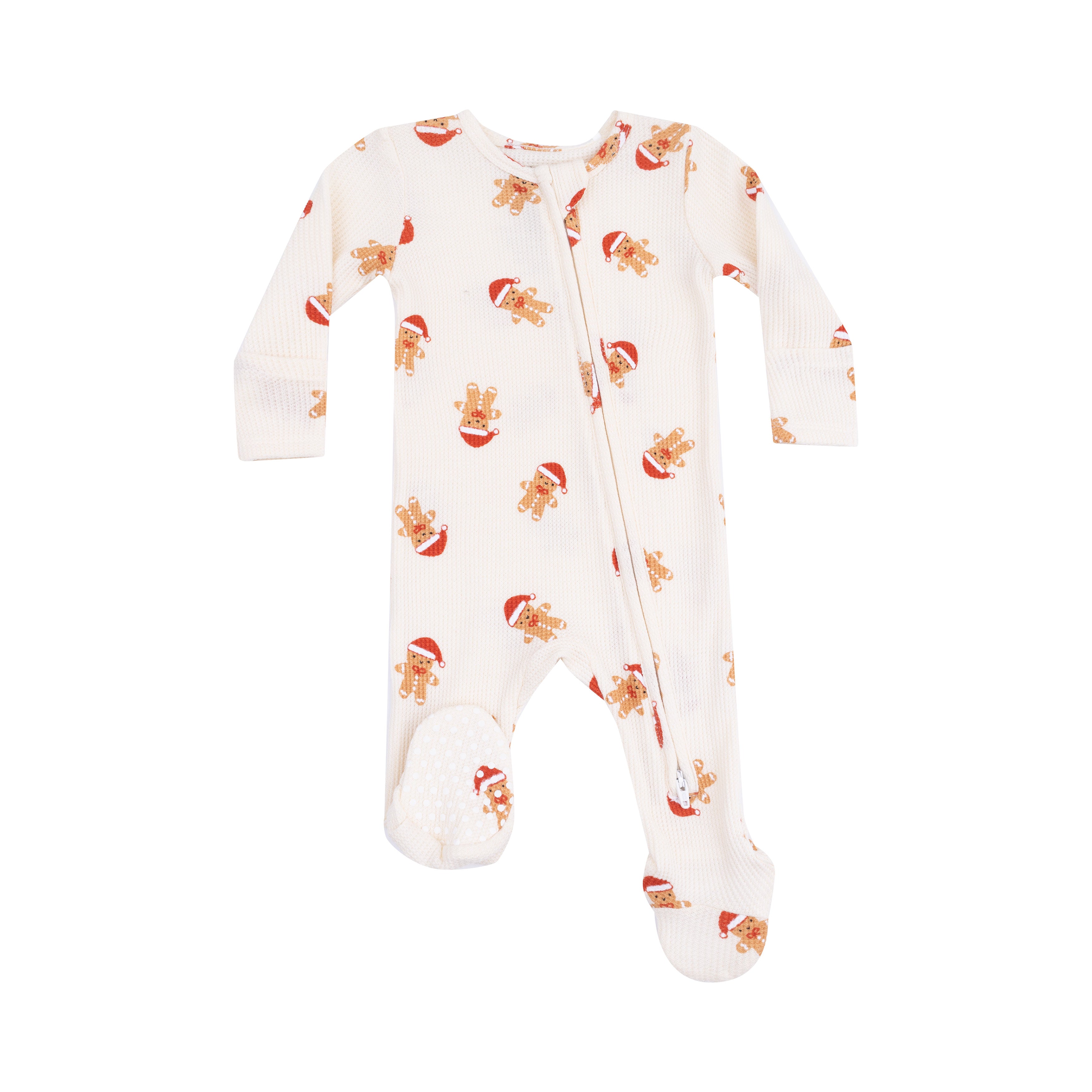 2 Way Zipper Footie in our  Gingerbread print from Angel Dear