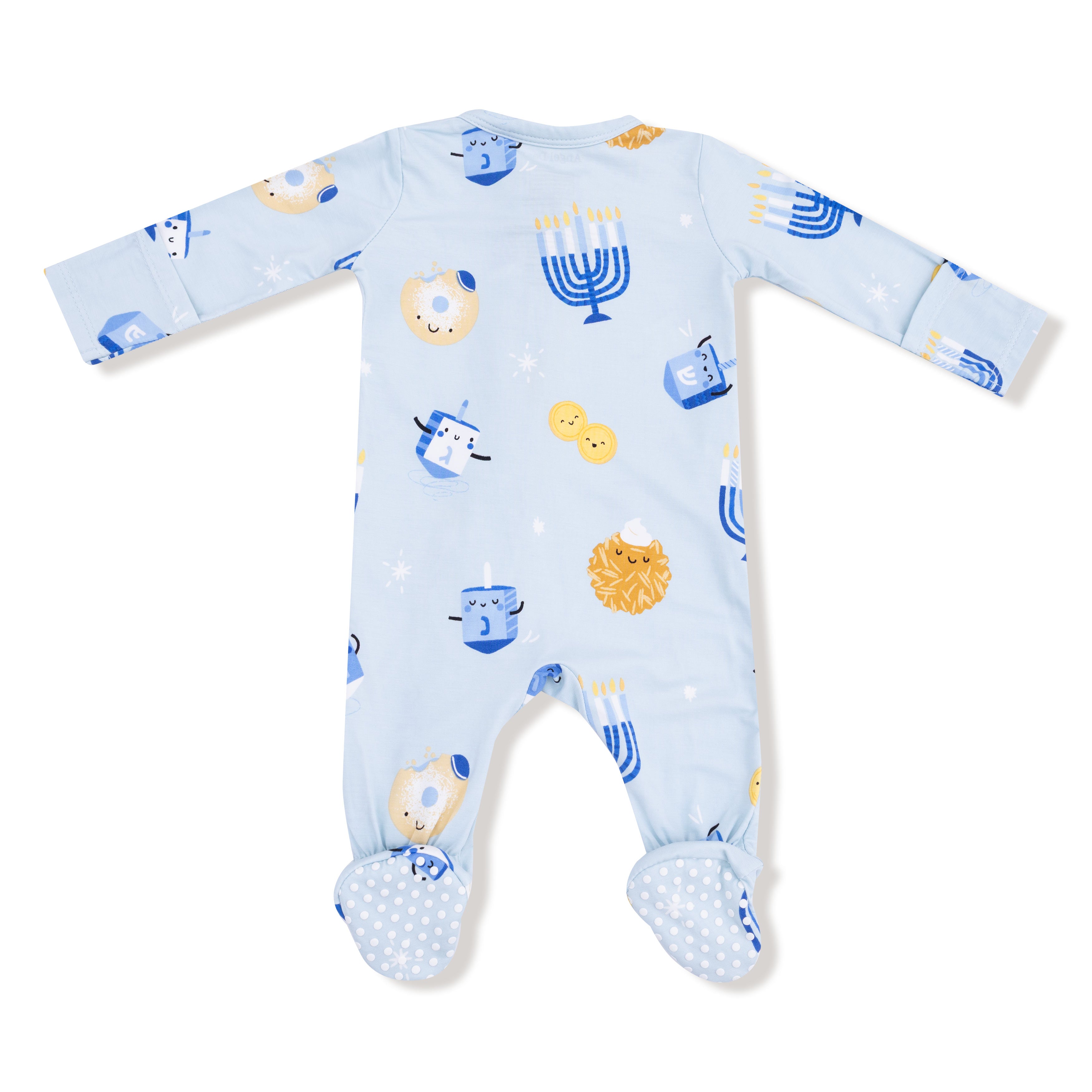 2 Way Zipper Footie in our  Hanukkah - Blue print from Angel Dear
