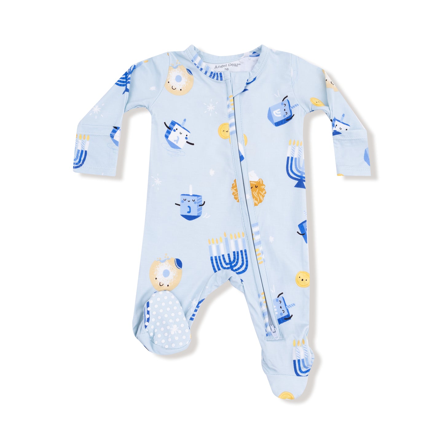 2 Way Zipper Footie in our  Hanukkah - Blue print from Angel Dear