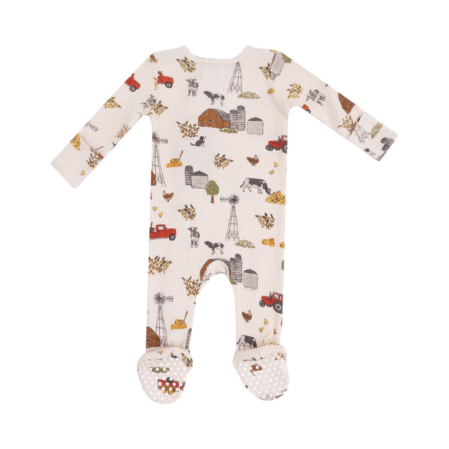 2 Way Zipper Footie in our  Hay Farmer print from Angel Dear