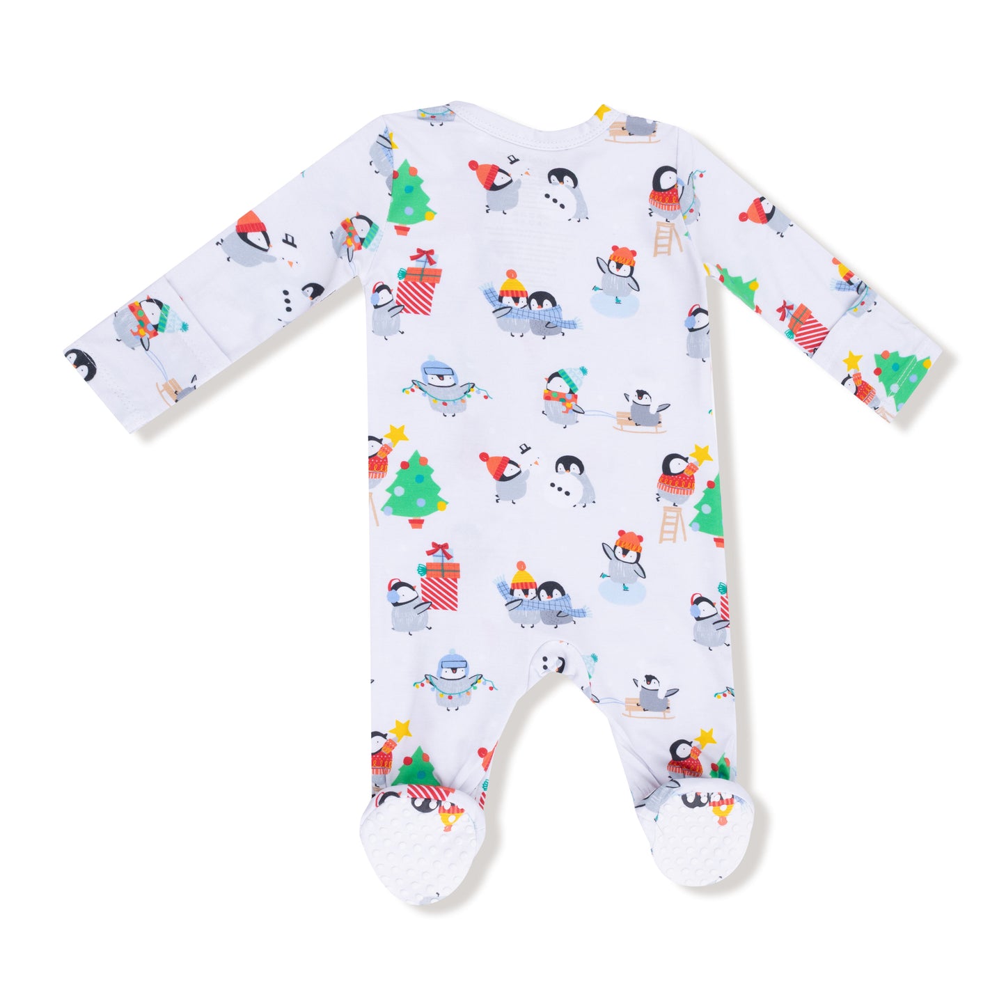 2 Way Zipper Footie in our  Holiday Penguins print from Angel Dear