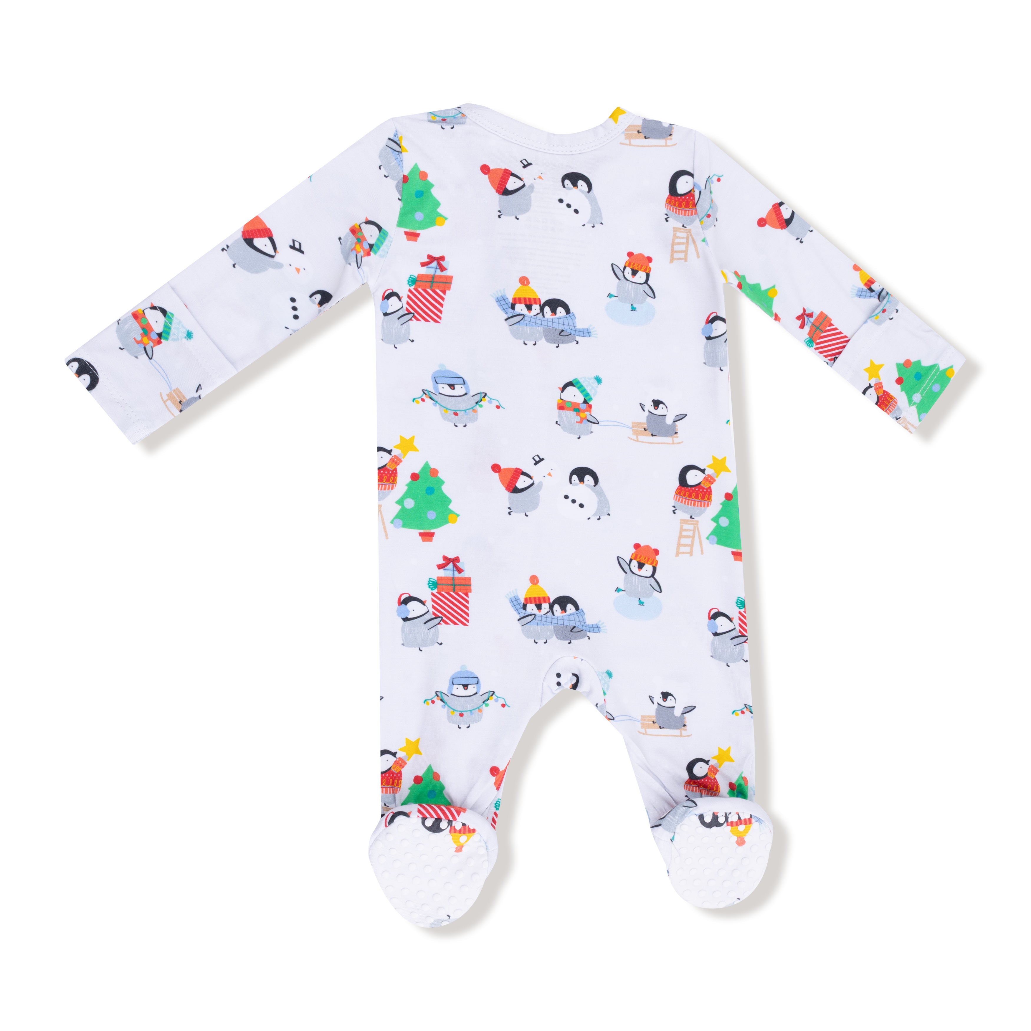 2 Way Zipper Footie in our  Holiday Penguins print from Angel Dear