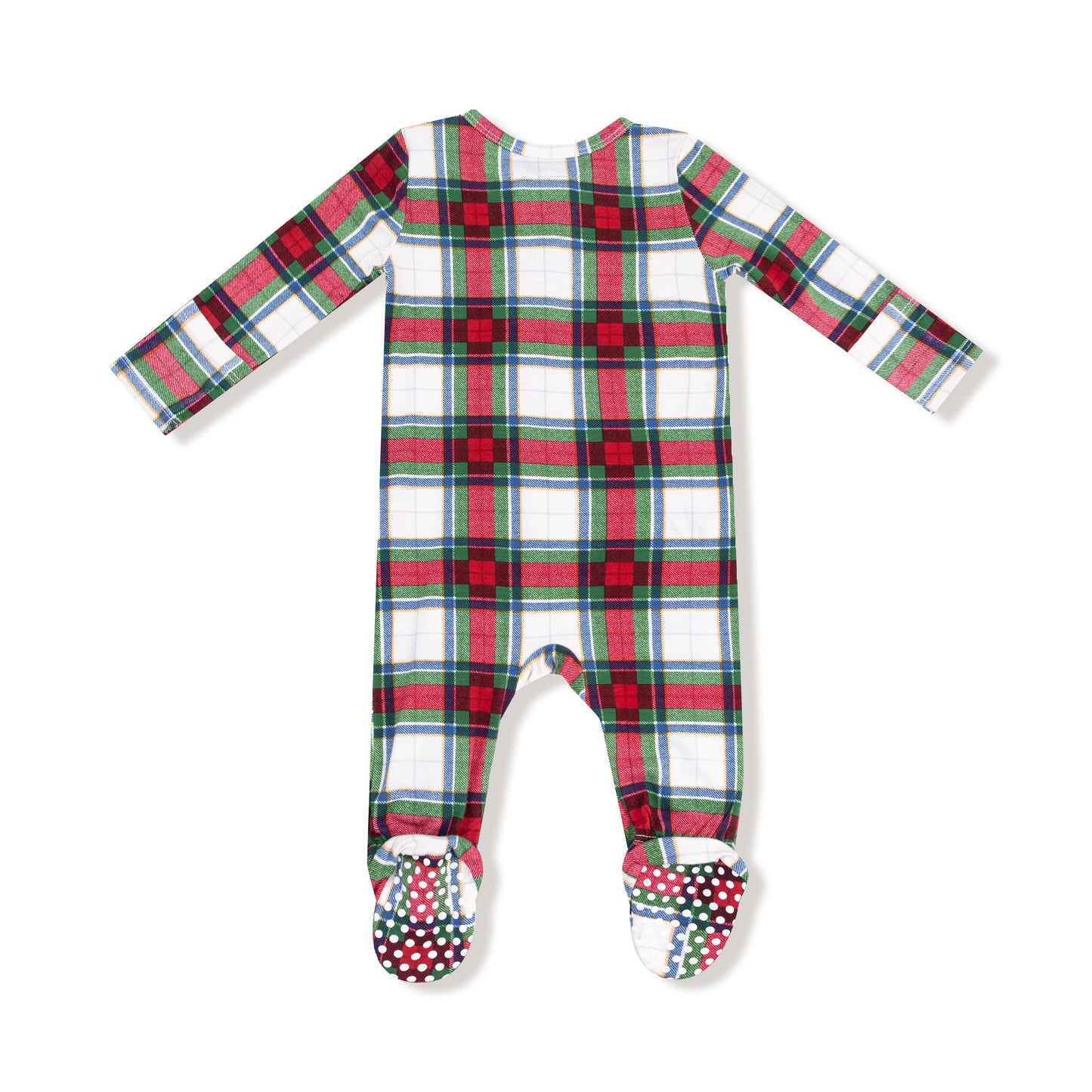 2 Way Zipper Footie in our  Holiday Plaid print from Angel Dear