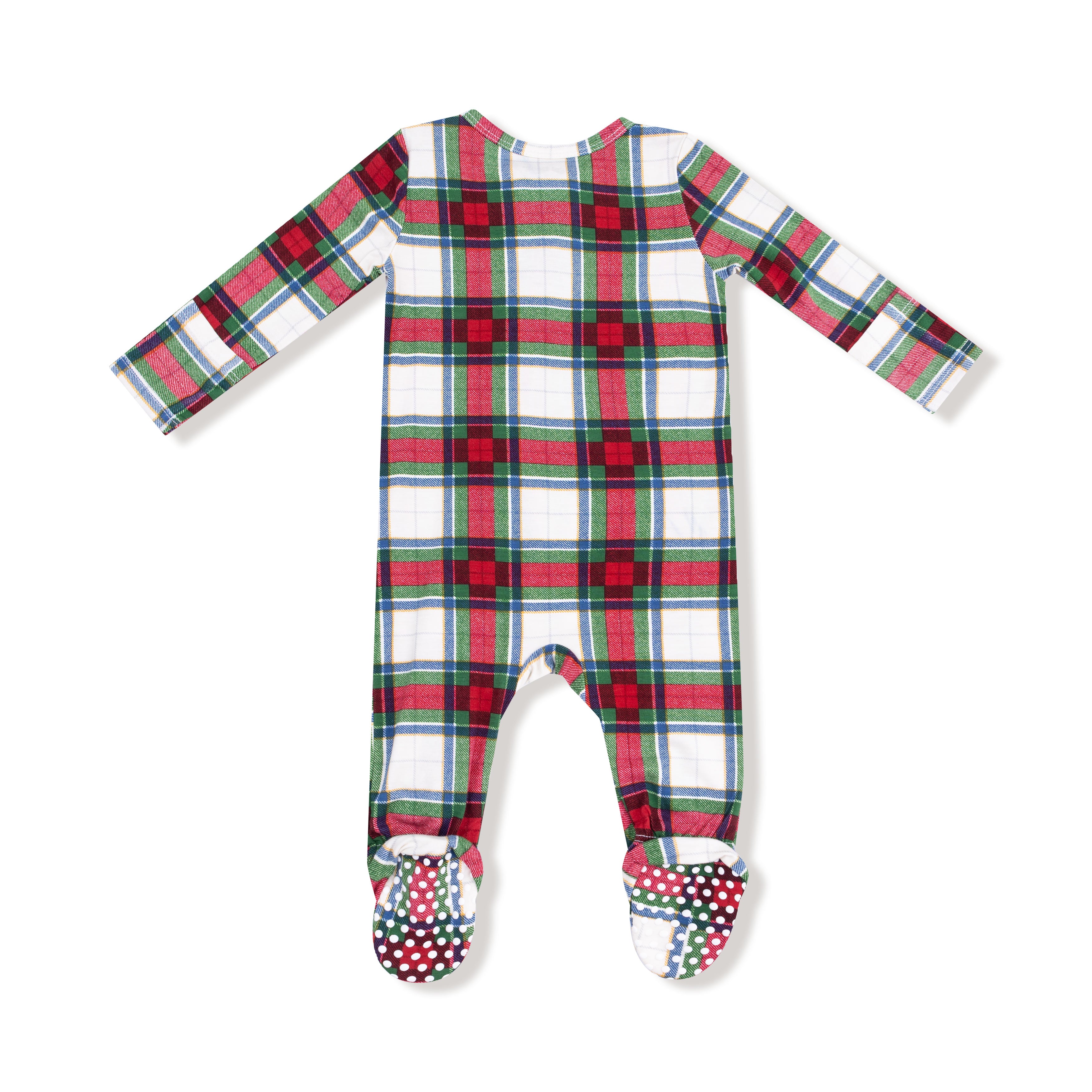 2 Way Zipper Footie in our  Holiday Plaid print from Angel Dear