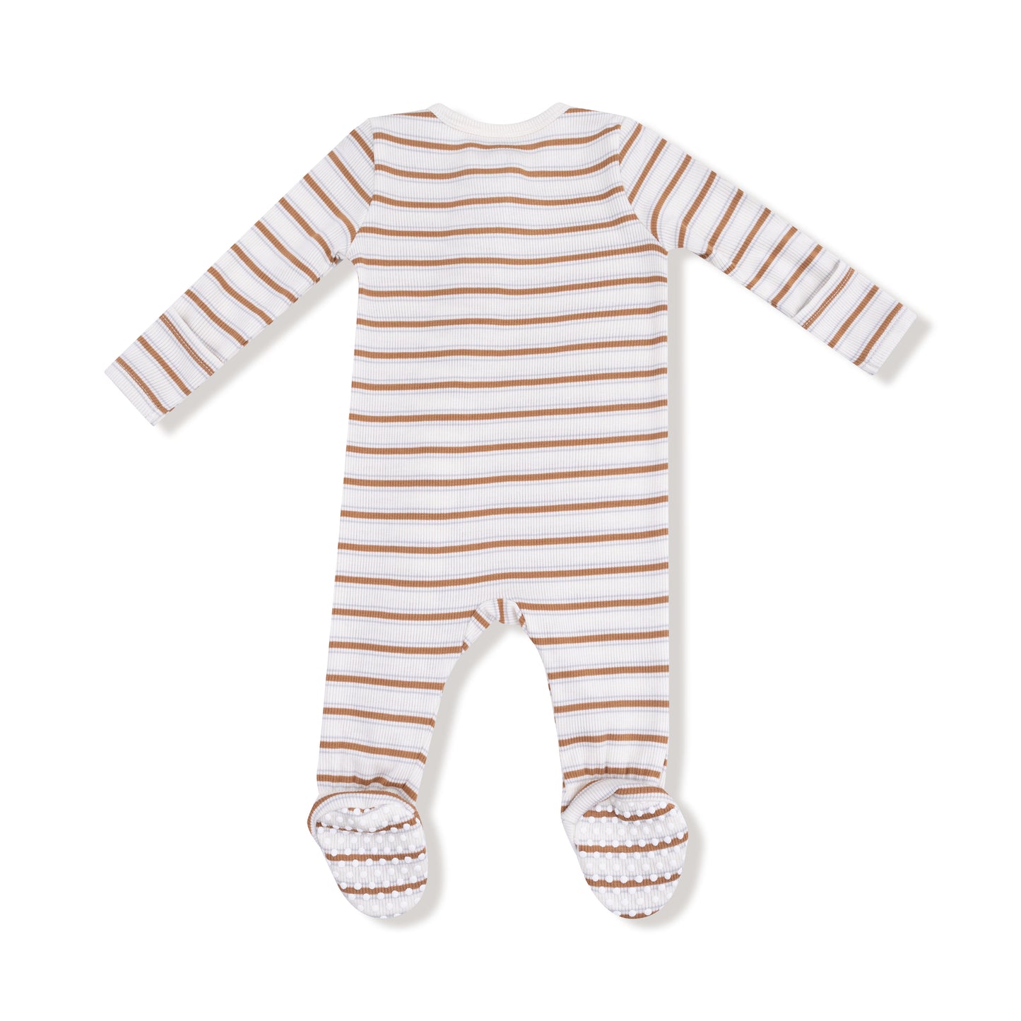 2 Way Zipper Footie in our  Vintage Stripe - Brown print from Angel Dear