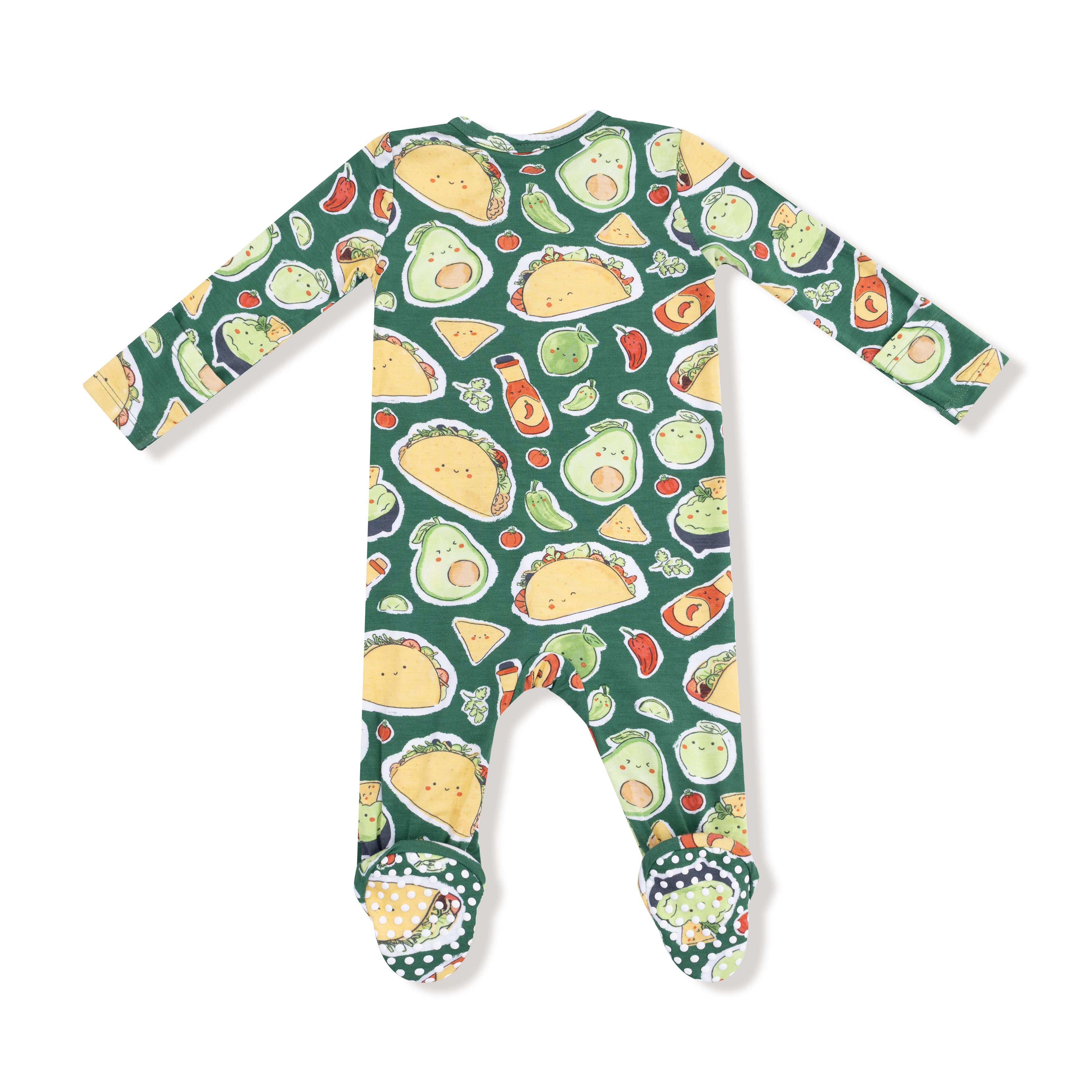 2 Way Zipper Footie in our  Happy Tacos print from Angel Dear