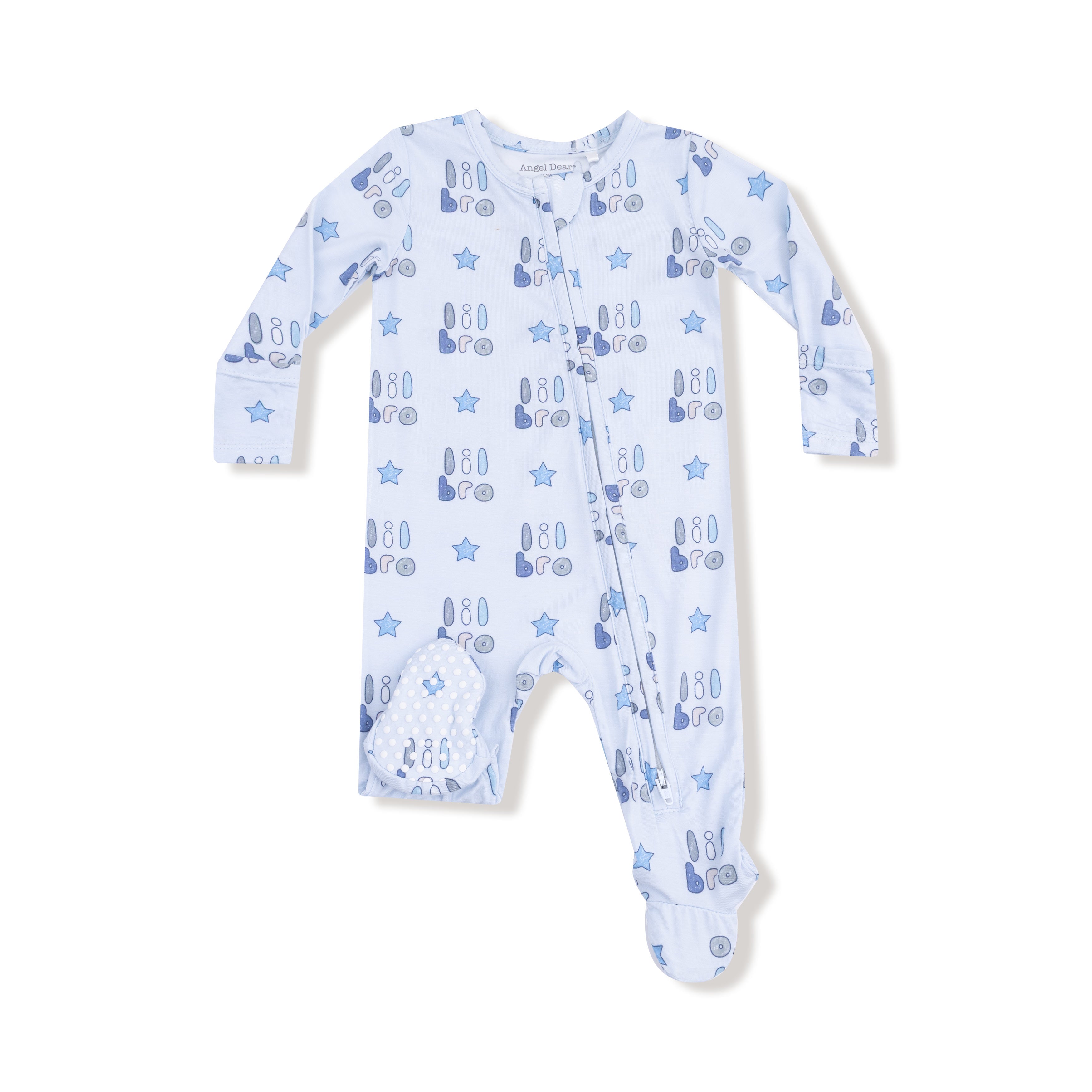 2 Way Zipper Footie in our  Lil Bro print from Angel Dear