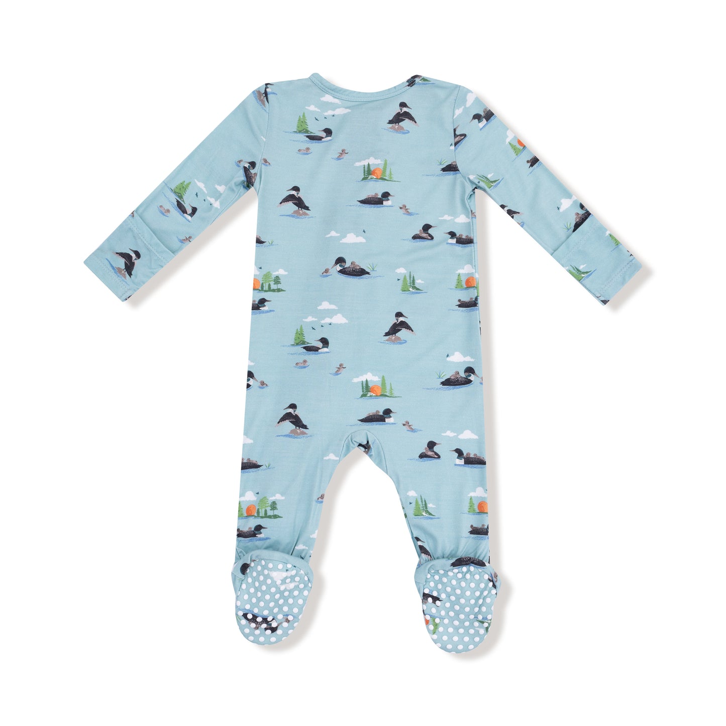 2 Way Zipper Footie in our  Loons print from Angel Dear