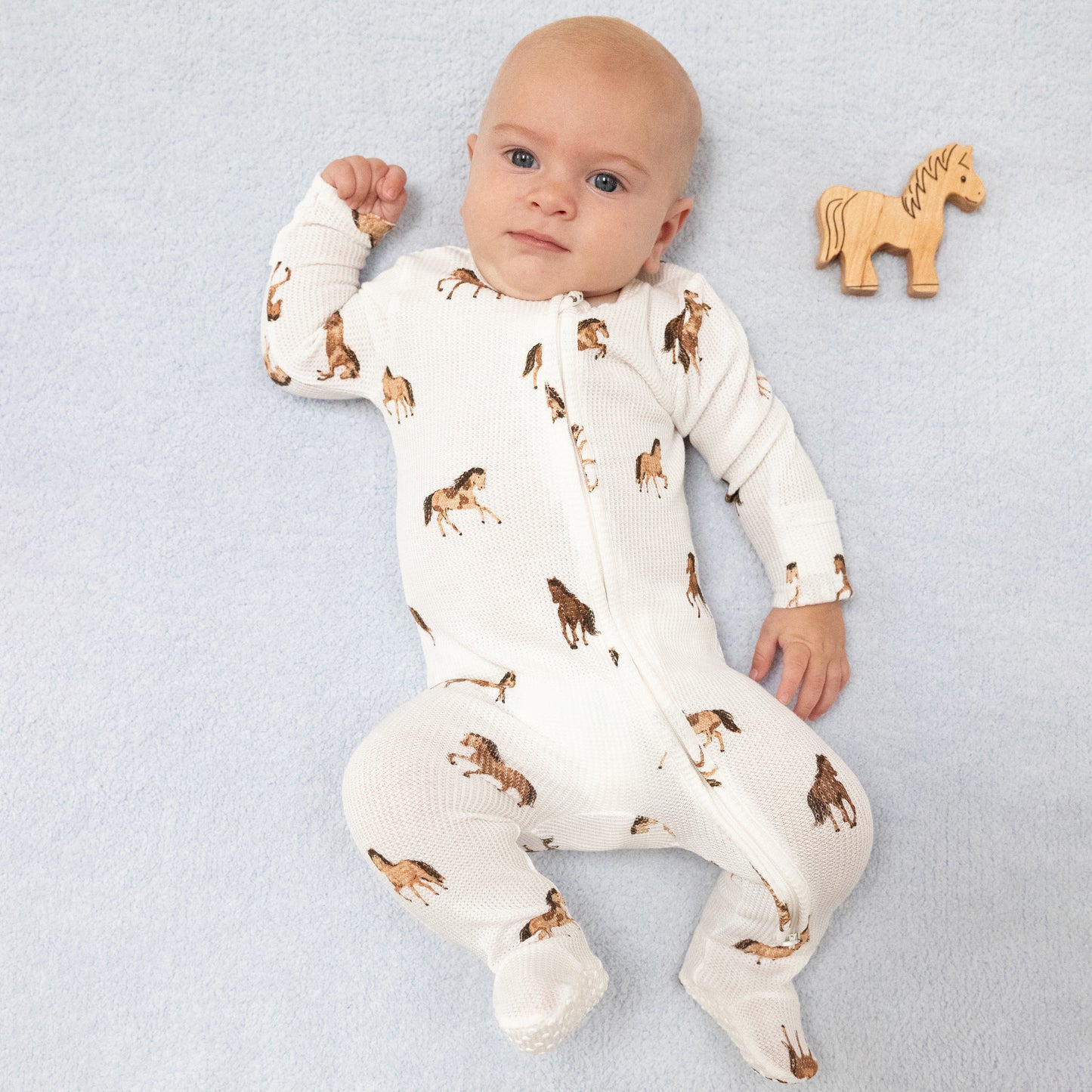 2 Way Zipper Footie in our  Mini Horses print from Angel Dear