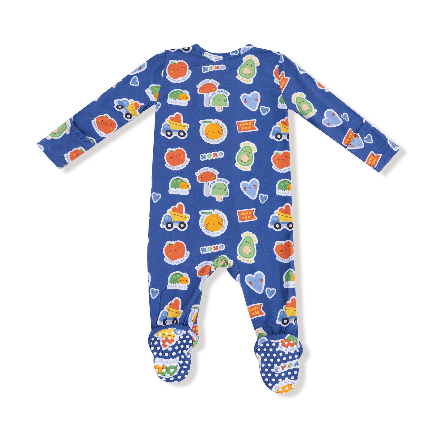 2 Way Zipper Footie in our  My Funny Valentine - Blue print from Angel Dear