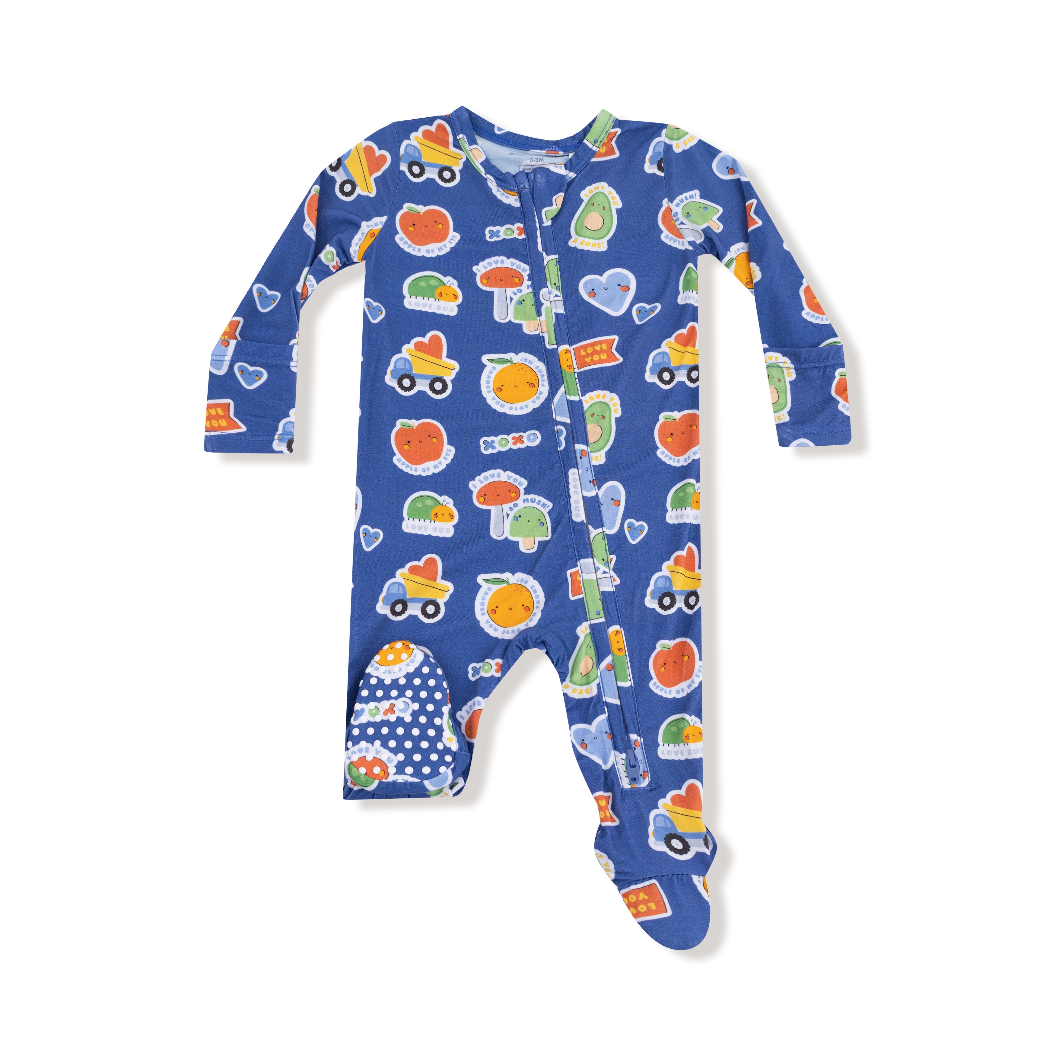 2 Way Zipper Footie in our  My Funny Valentine - Blue print from Angel Dear