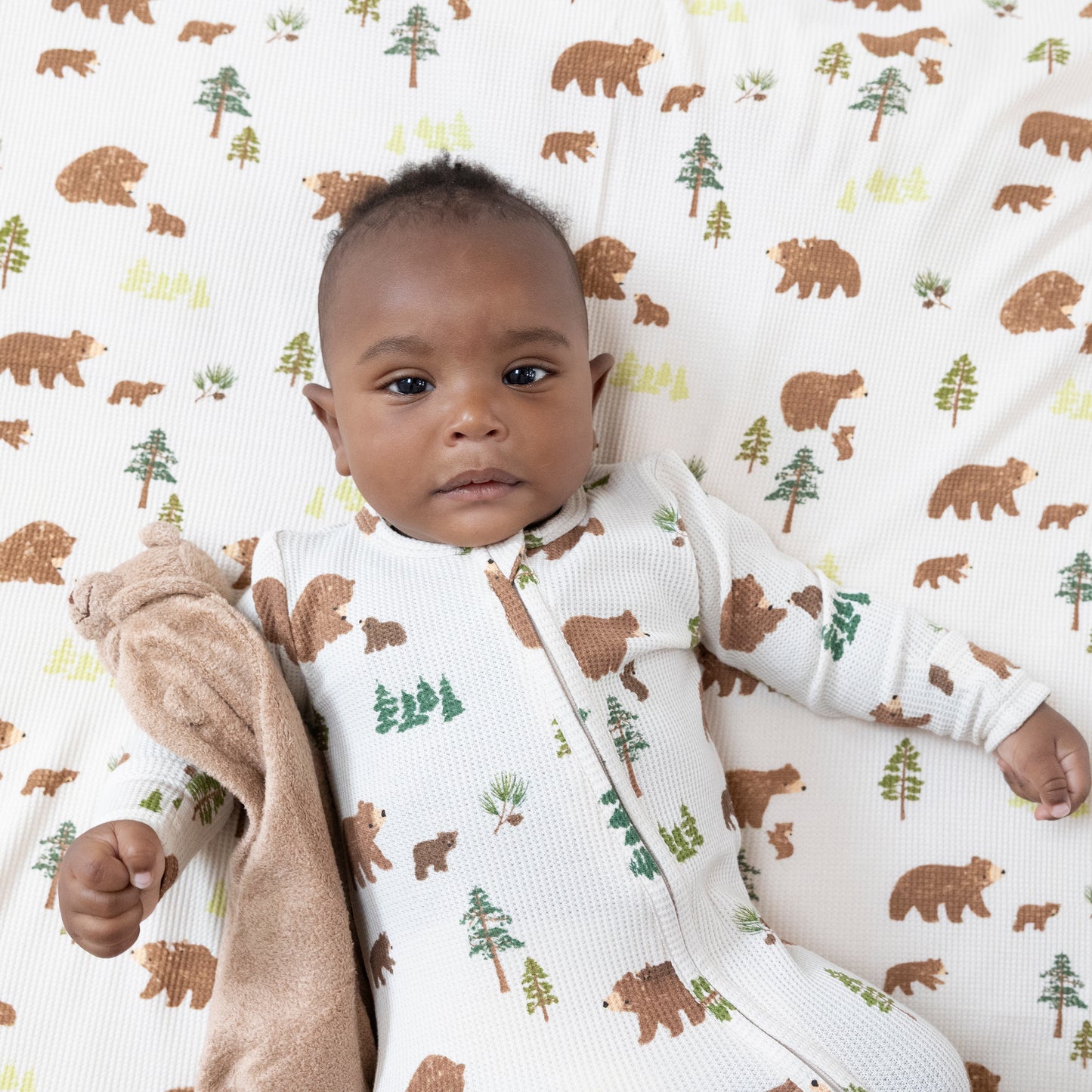 2 Way Zipper Footie in our  Sweet Brown Bears print from Angel Dear