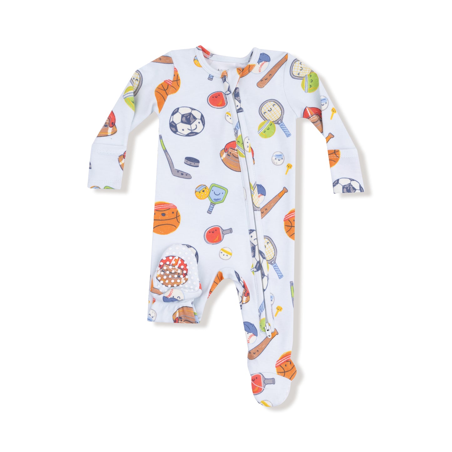 2 Way Zipper Footie in our  Sports Ball Friends print from Angel Dear