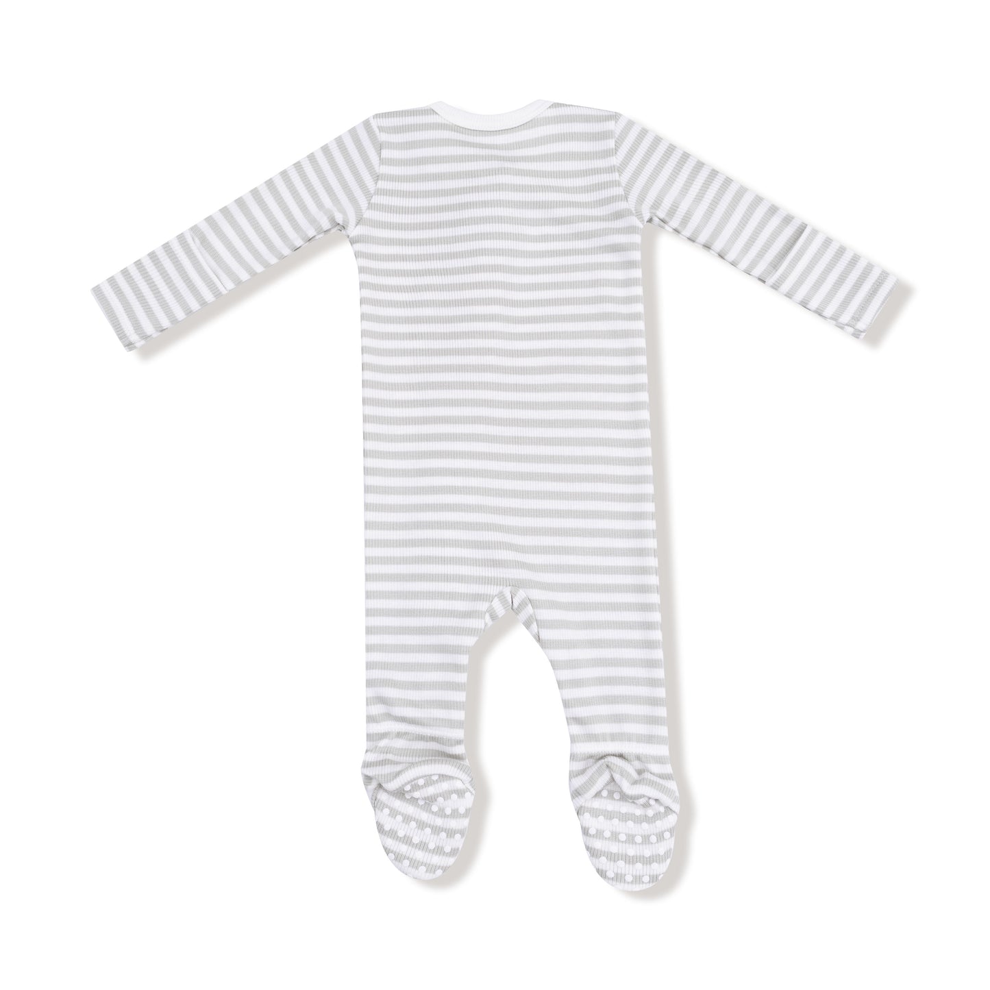 2 Way Zipper Footie in our Stripe - Mineral- Grey/White print from Angel Dear