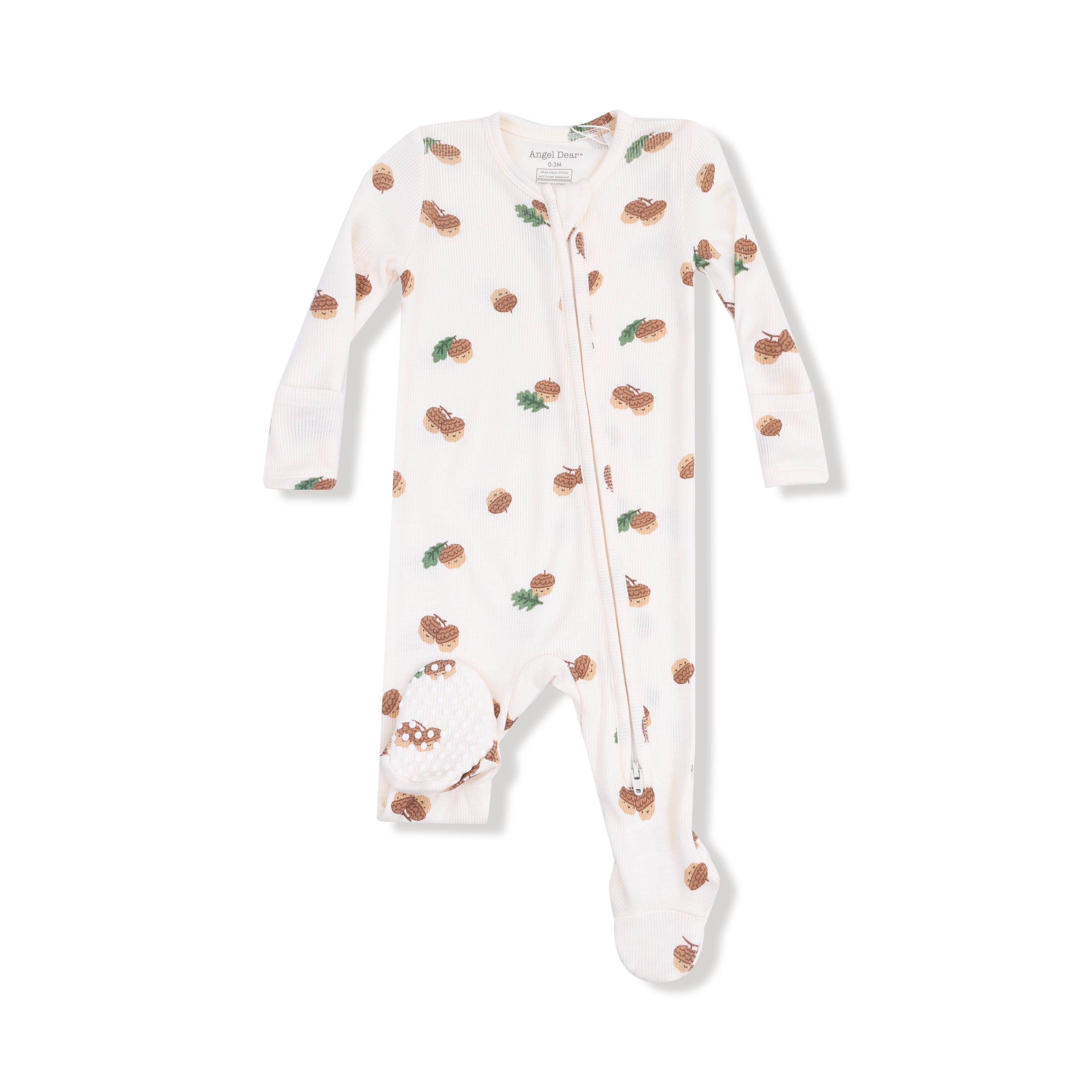 2 Way Zipper Footie in our  Tiny Acorns print from Angel Dear
