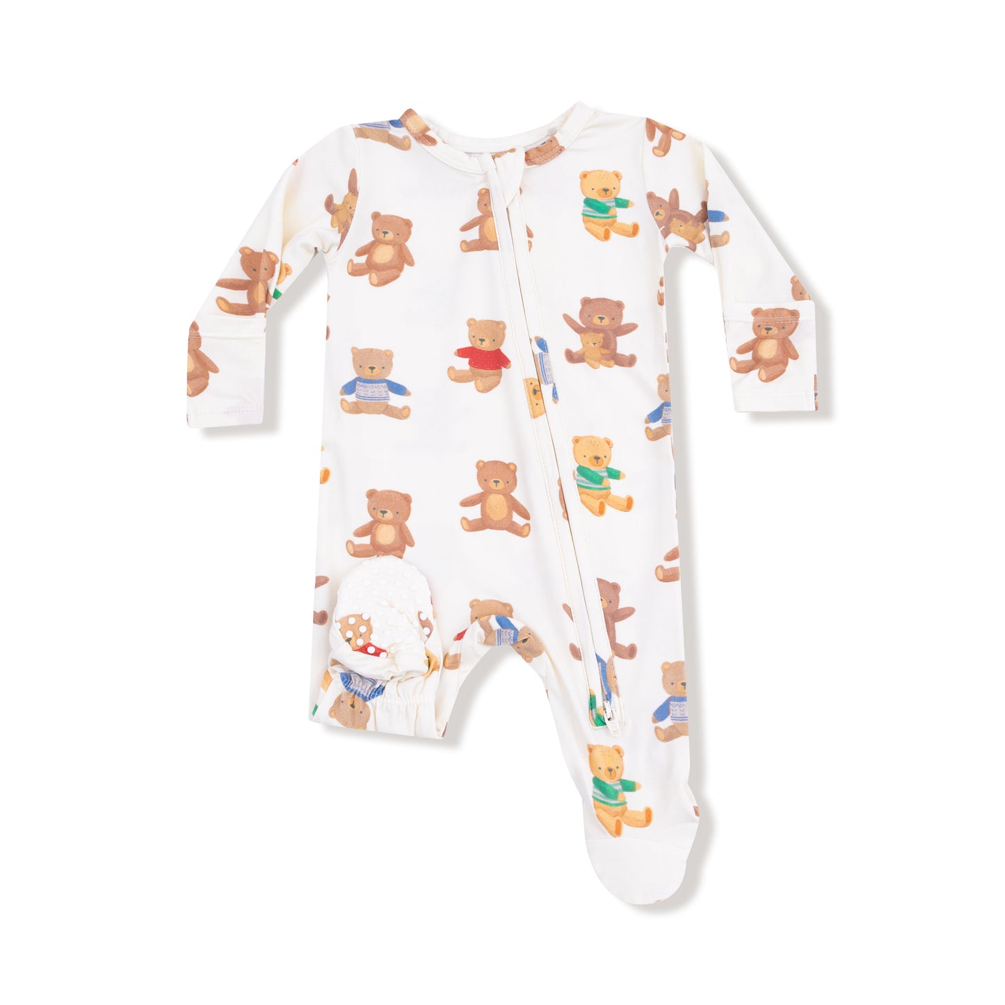 2 Way Zipper Footie in our  Teddy Bear Collection print from Angel Dear