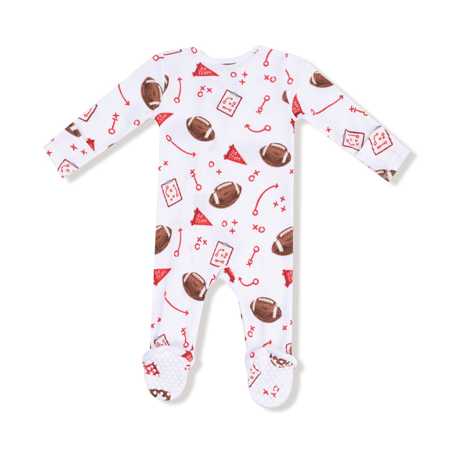 2 Way Zipper Footie in our  Touchdown Time - Red print from Angel Dear