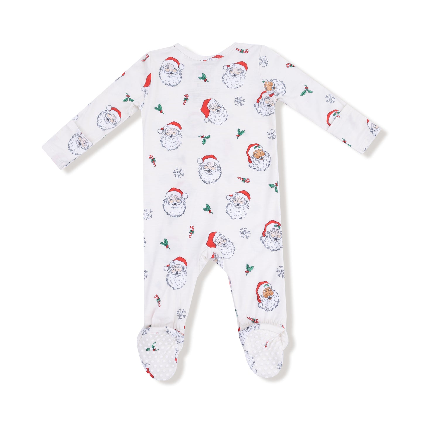 2 Way Zipper Footie in our  Vintage Santas print from Angel Dear