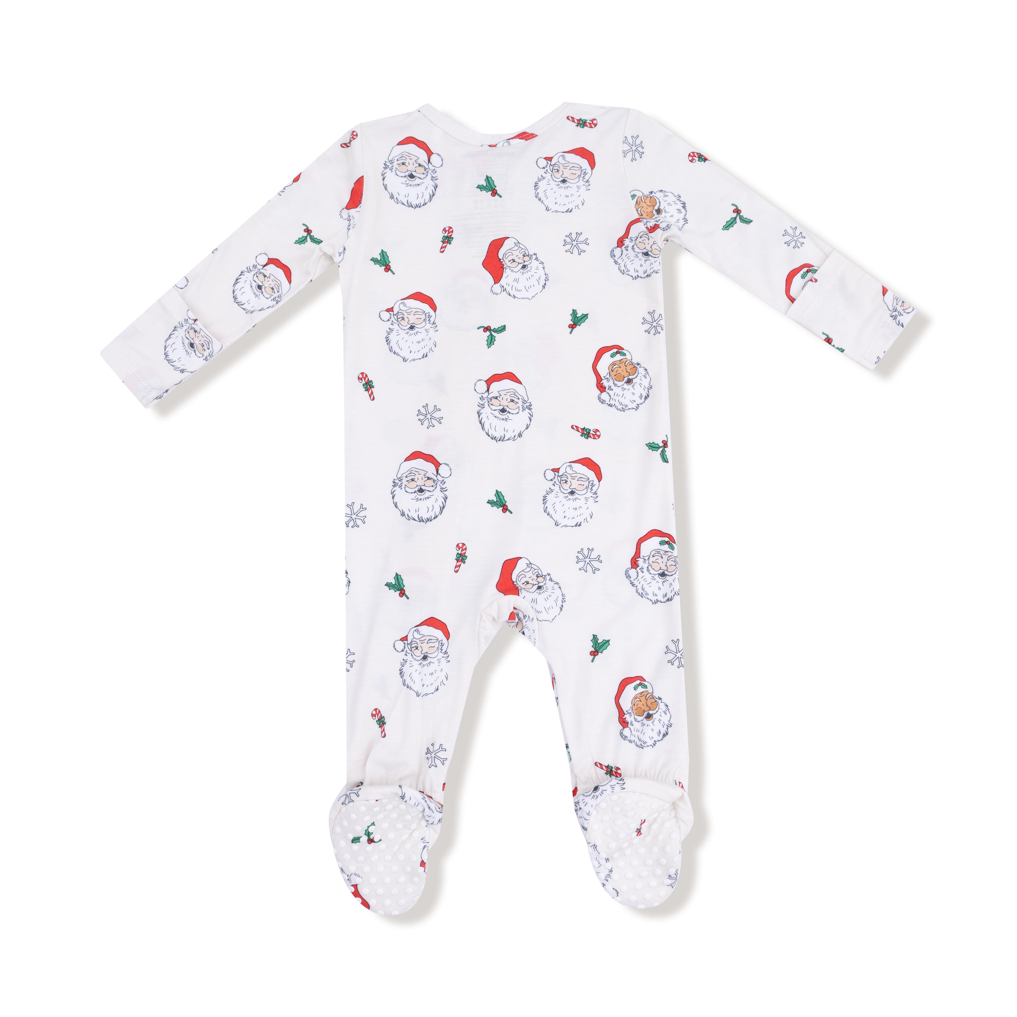 2 Way Zipper Footie in our  Vintage Santas print from Angel Dear