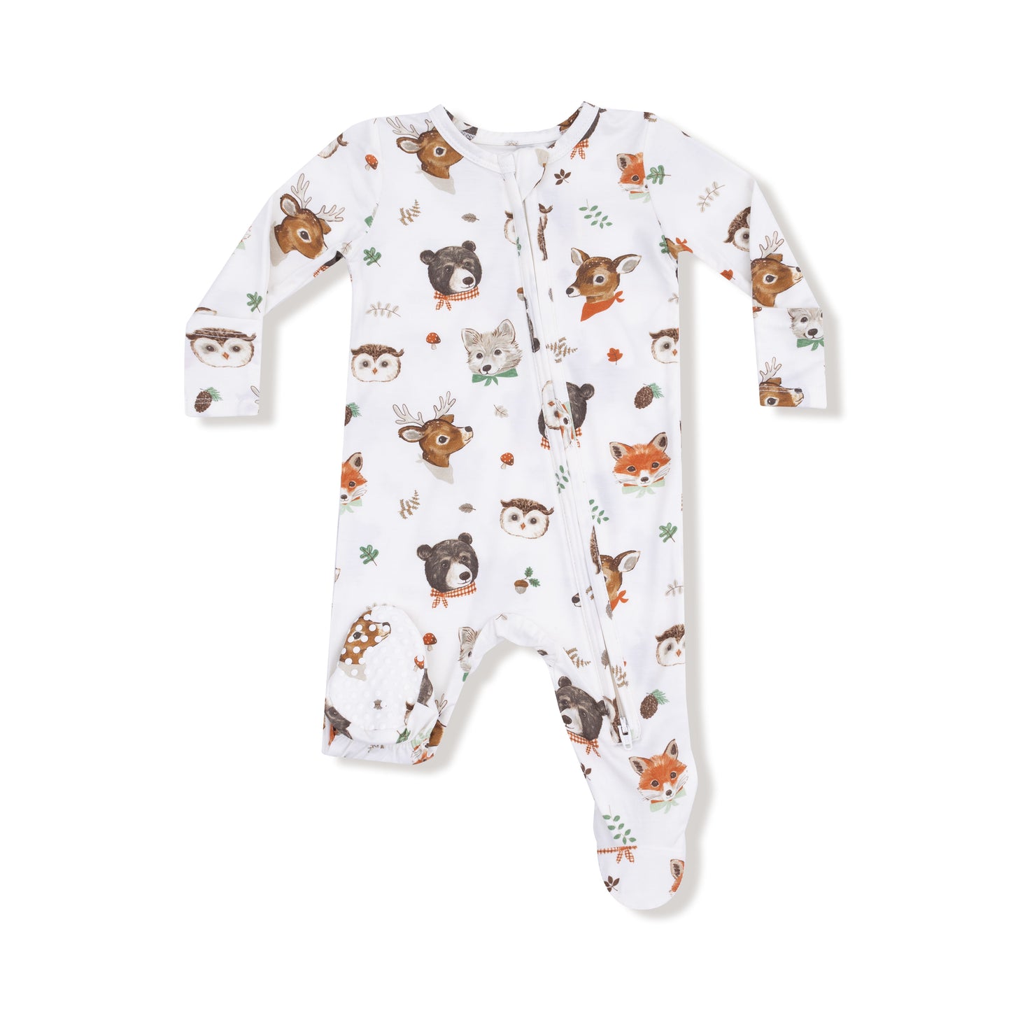 2 Way Zipper Footie in our  Woodland Animal Faces print from Angel Dear