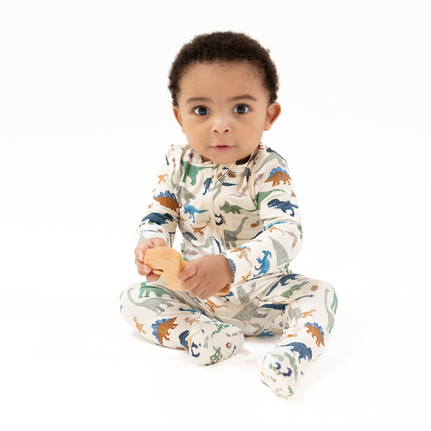 2 Way Zipper Footie in our  Washy Dinos print from Angel Dear