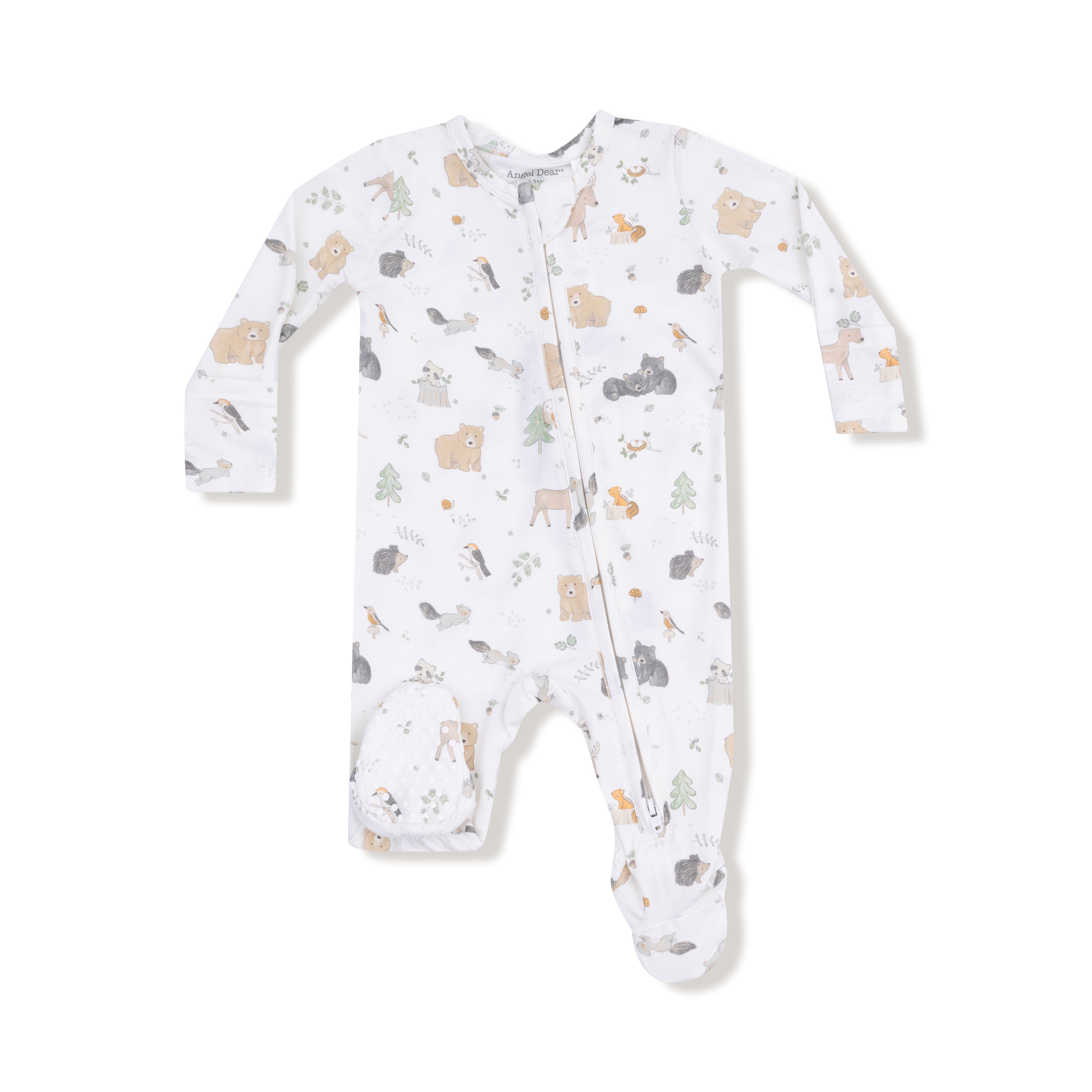 2 Way Zipper Footie in our  Woodland Babies print from Angel Dear