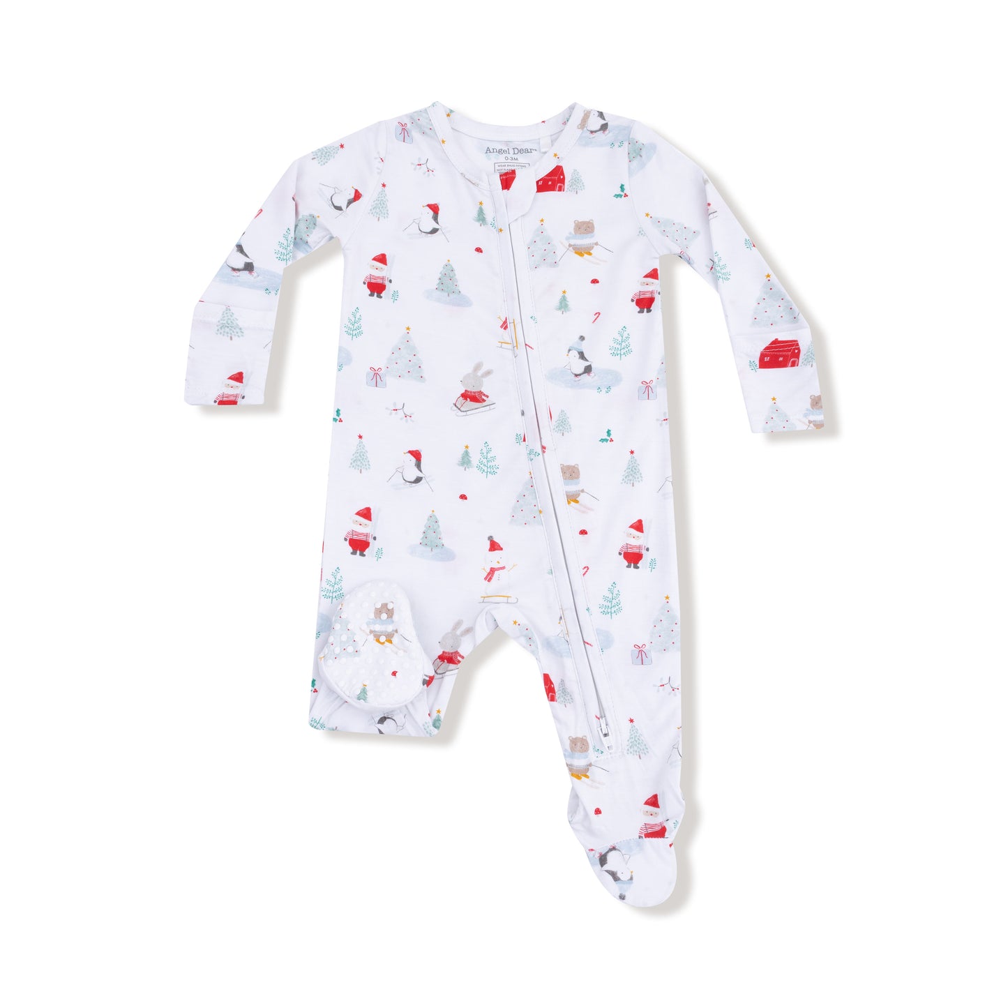 2 Way Zipper Footie in our  Santa Ski Friends print from Angel Dear