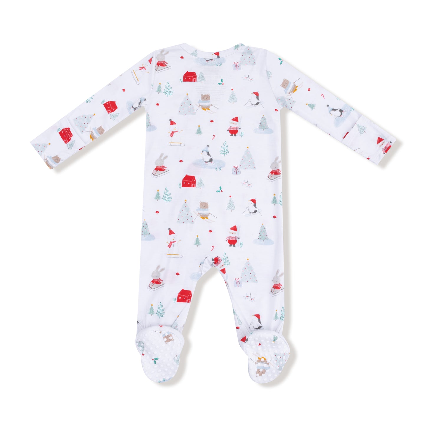 2 Way Zipper Footie in our  Santa Ski Friends print from Angel Dear