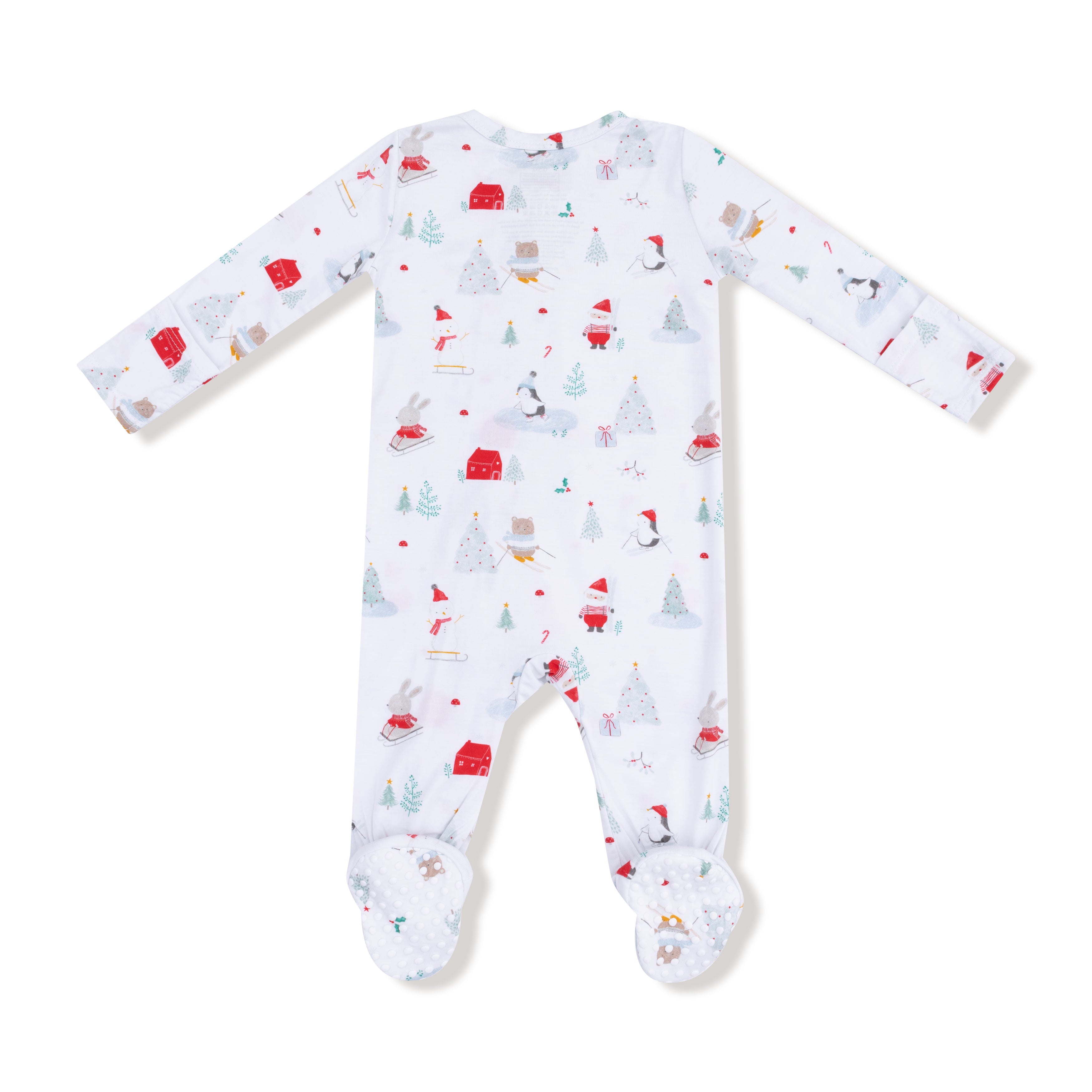 2 Way Zipper Footie in our  Santa Ski Friends print from Angel Dear