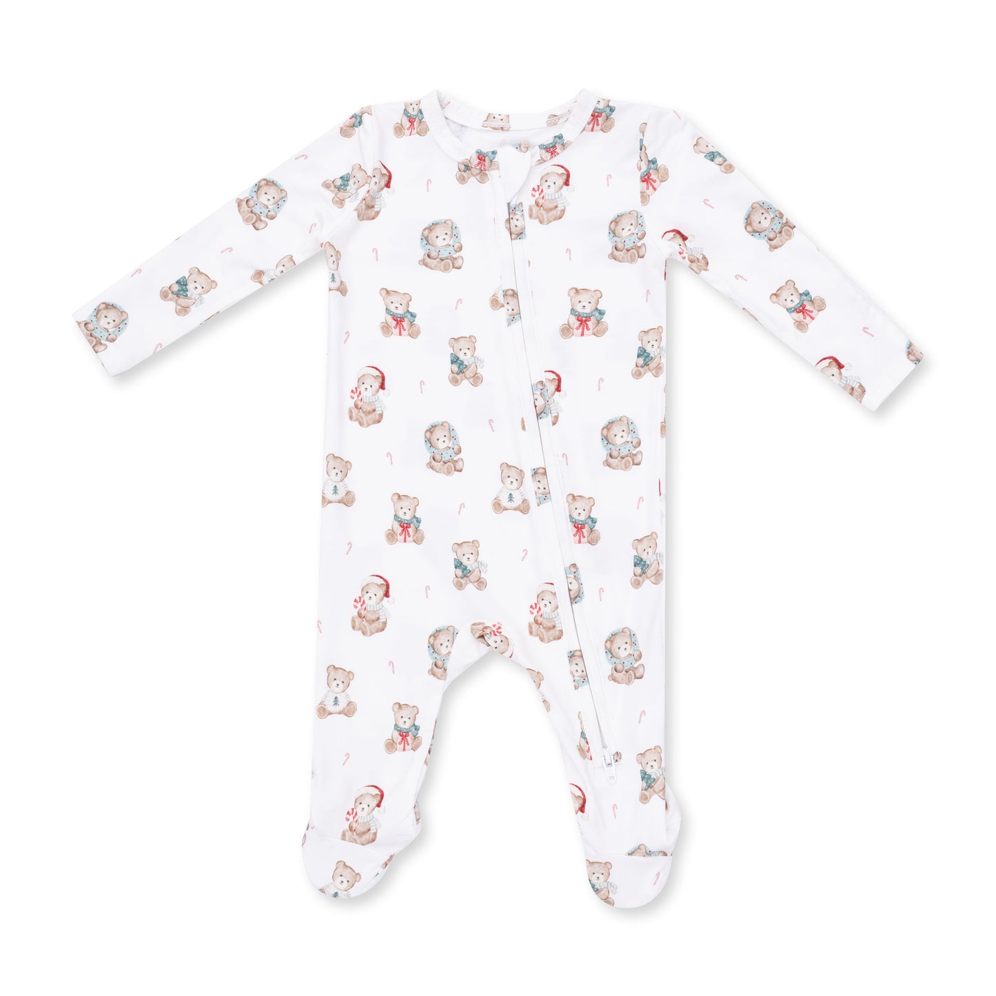 Christmas Teddy Bears Uni - 2 Way Zipper Footie
