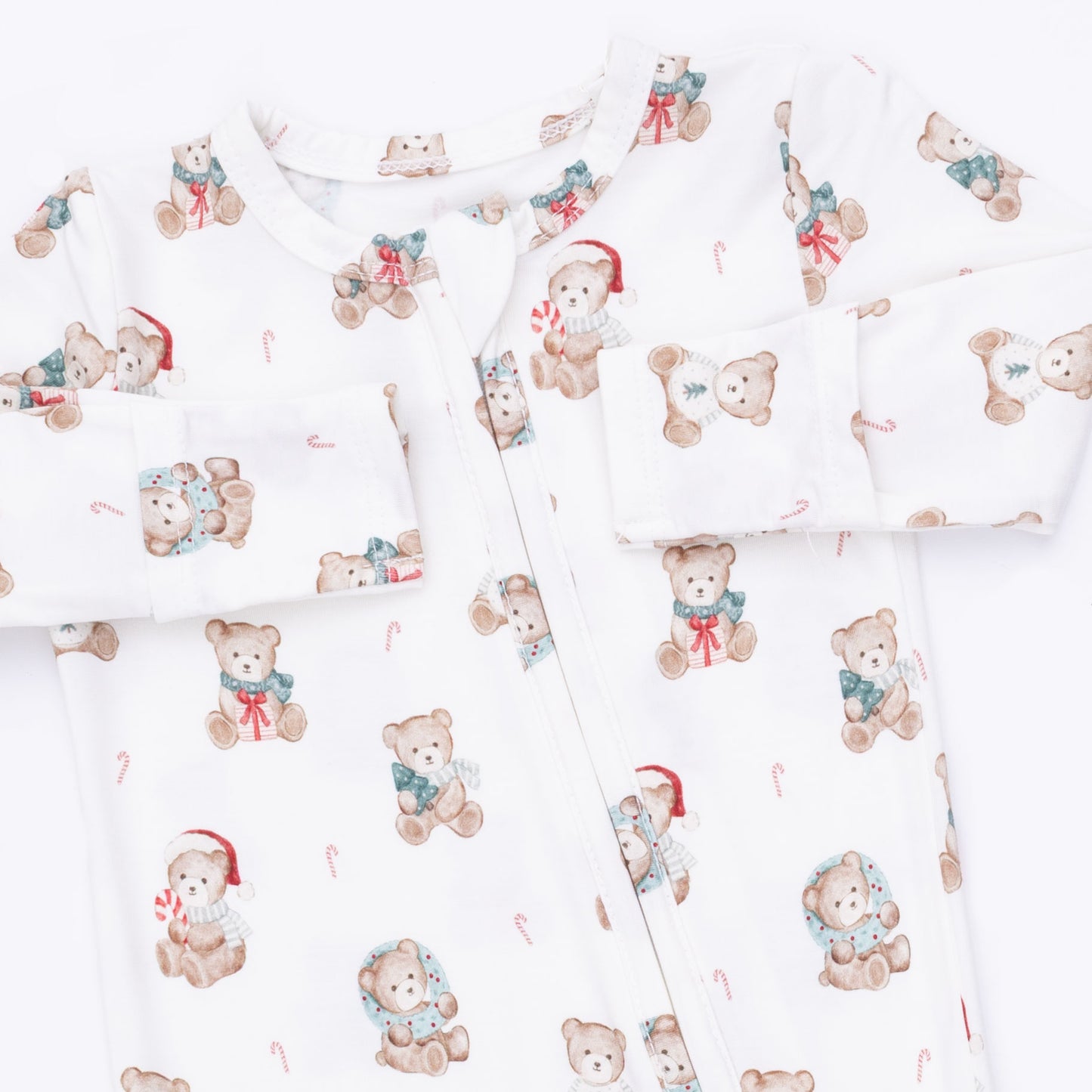 Christmas Teddy Bears Uni - 2 Way Zipper Footie