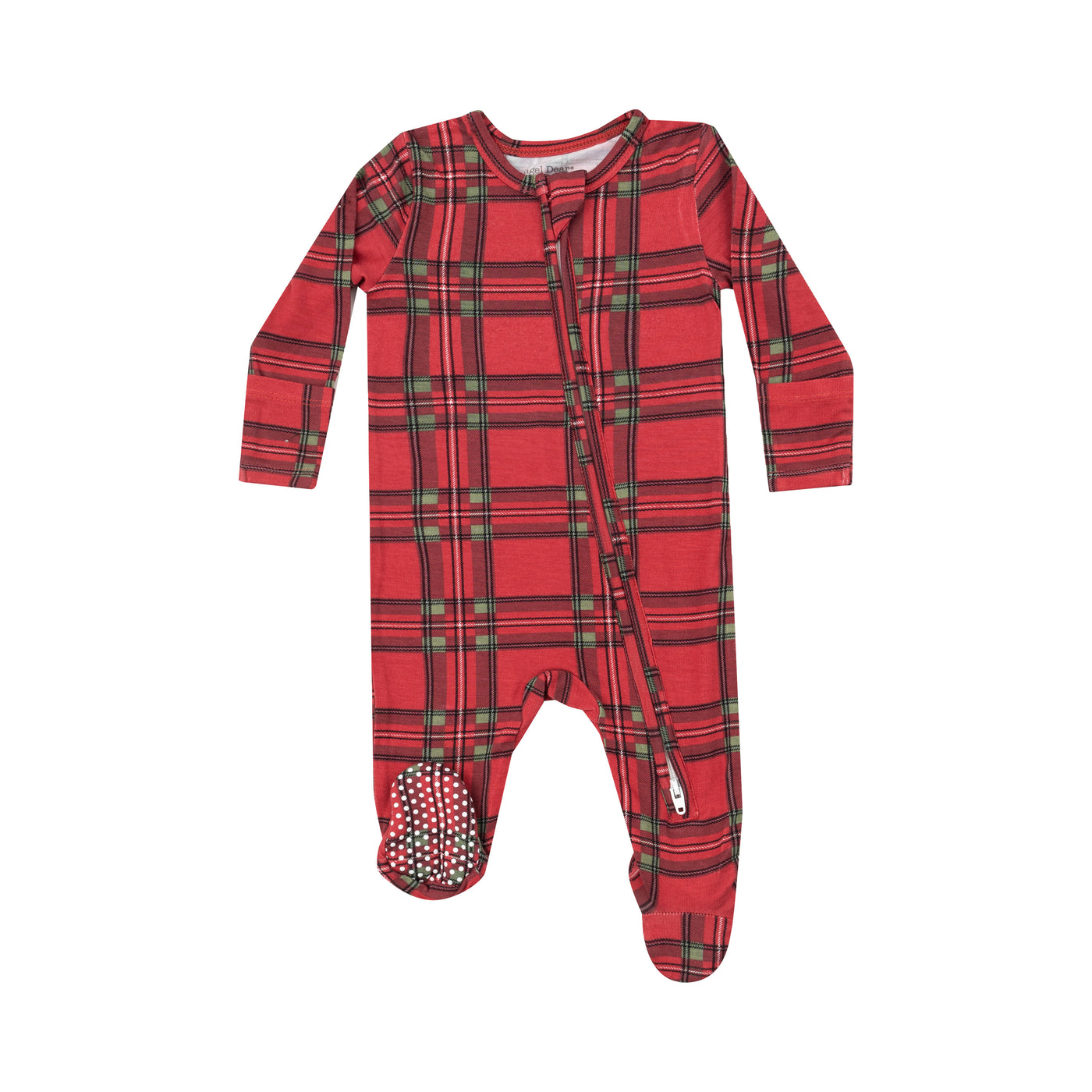 2 Way Zipper Footie - Vintage Holiday Plaid